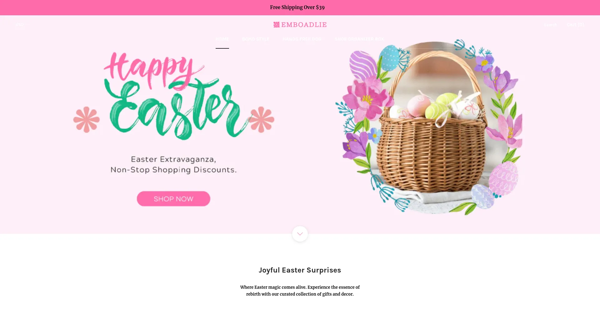 Website screenshot of Emboadlieshop.com