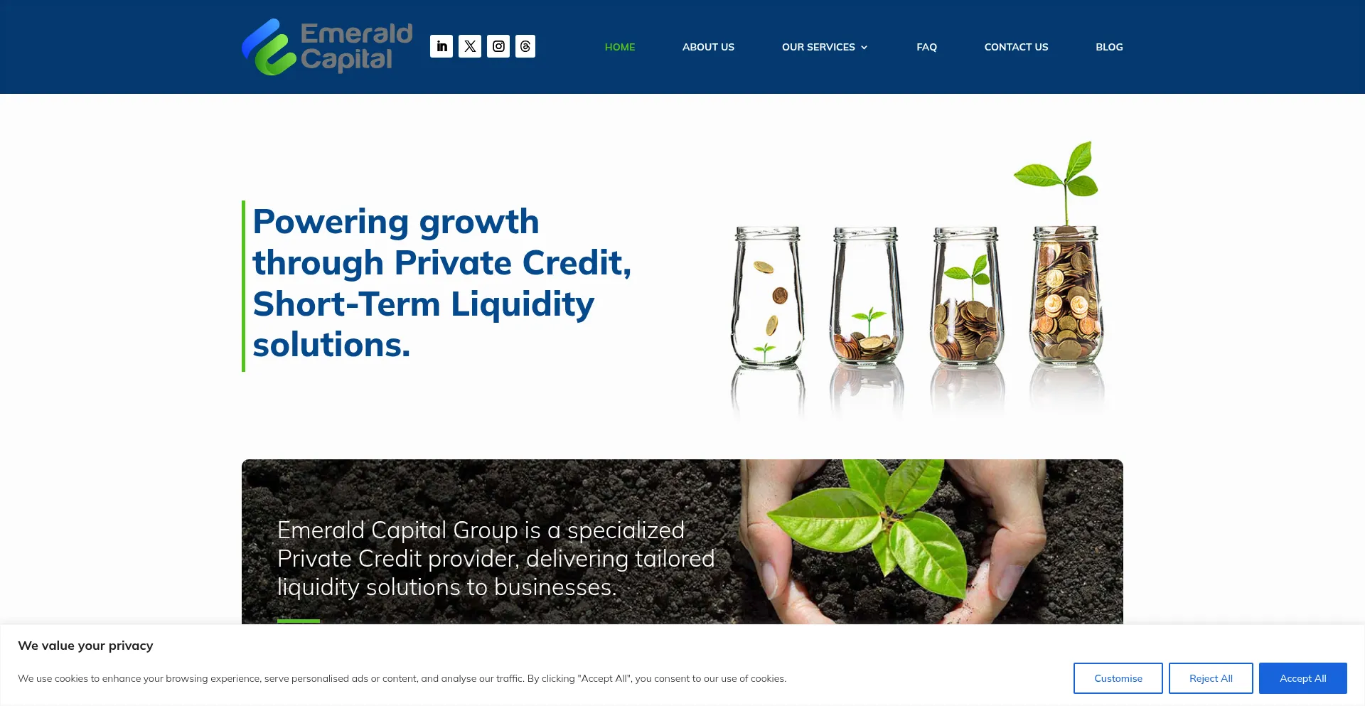 Website screenshot of Emeraldcapitalco.com