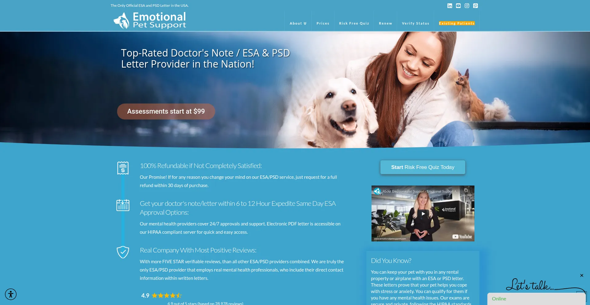 Emotionalpetsupport.com é Seguro e Confiável?