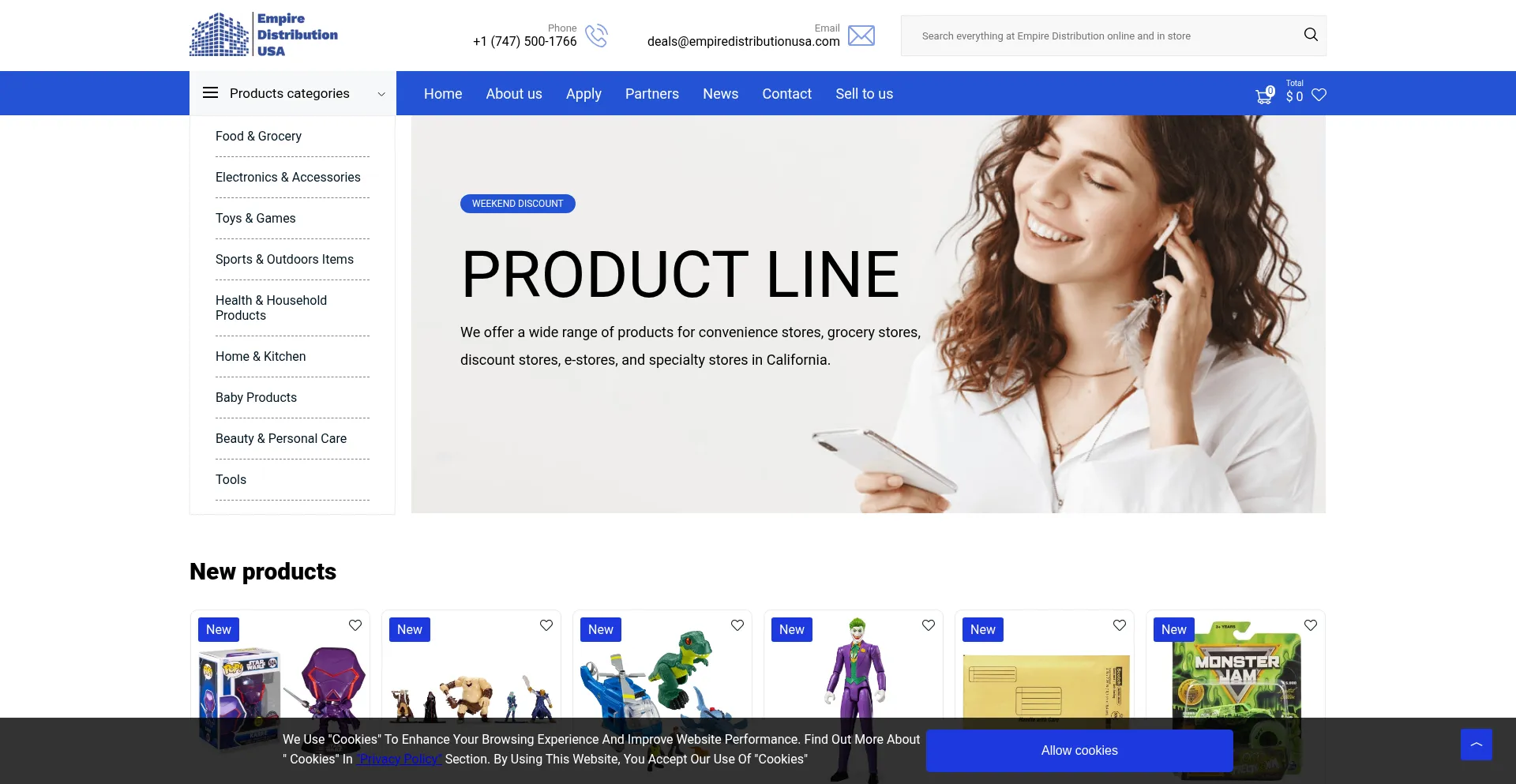 Website screenshot of Empiredistributionusa.com