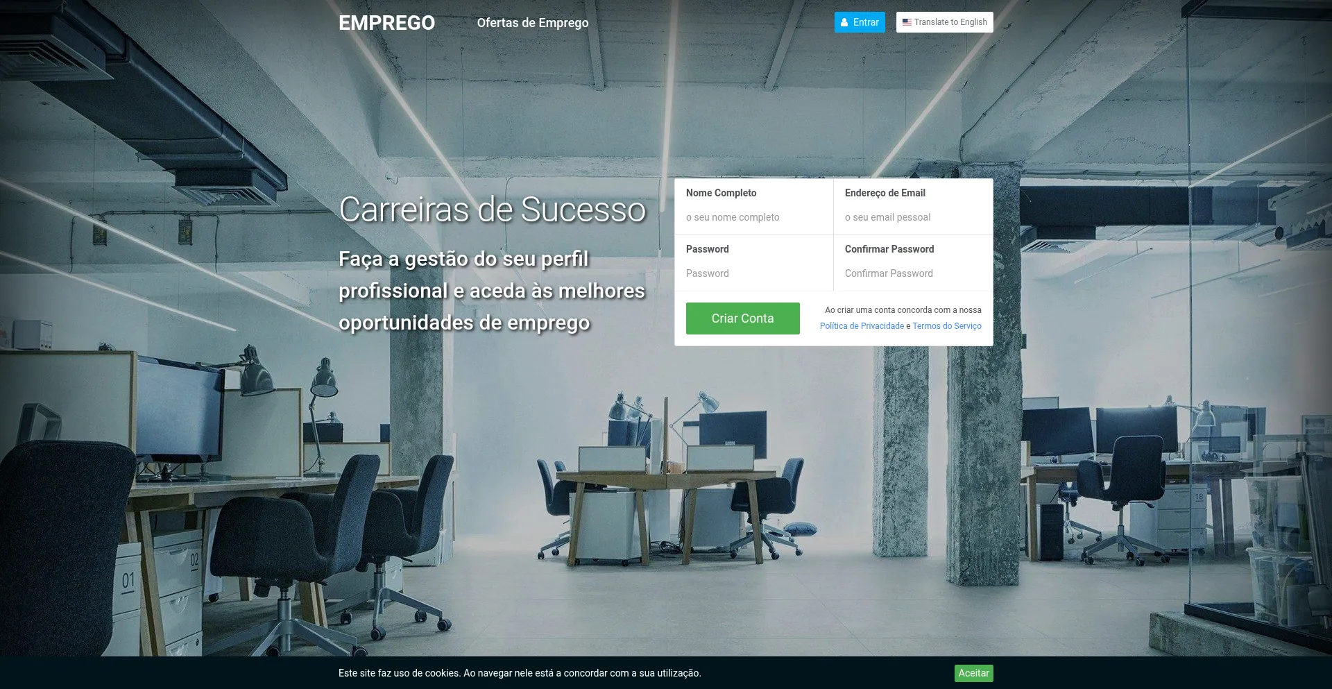 Website screenshot of Emprego.pt