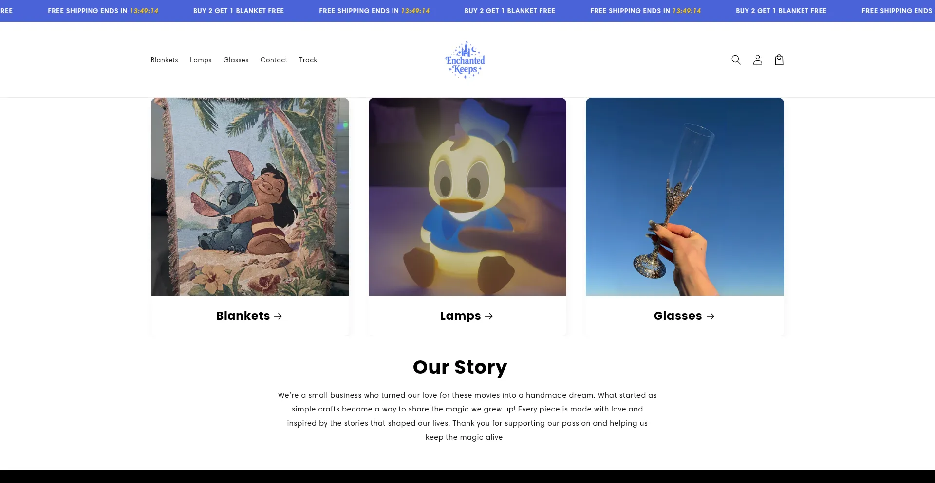 Website screenshot of Enchantedkeeps.com