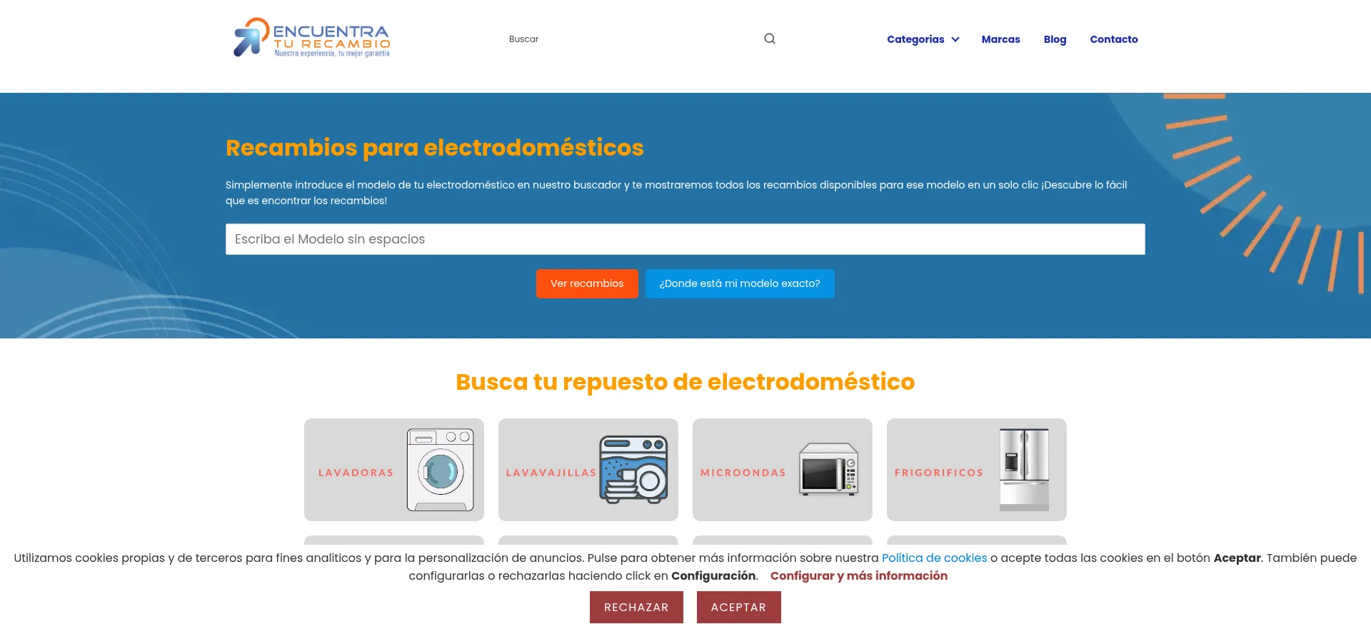 Website screenshot of Encuentraturecambio.com