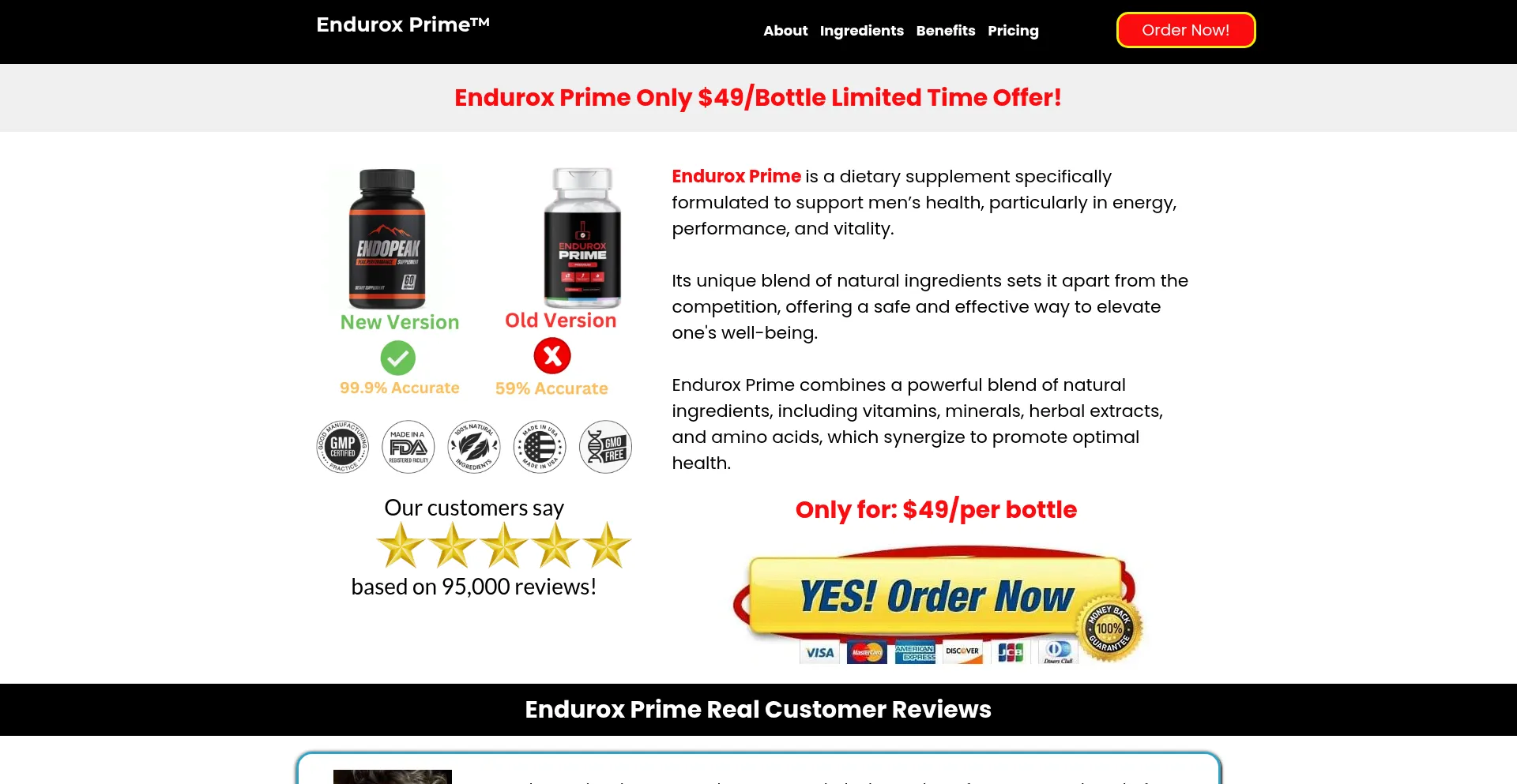 Website screenshot of Endurox-prime.com