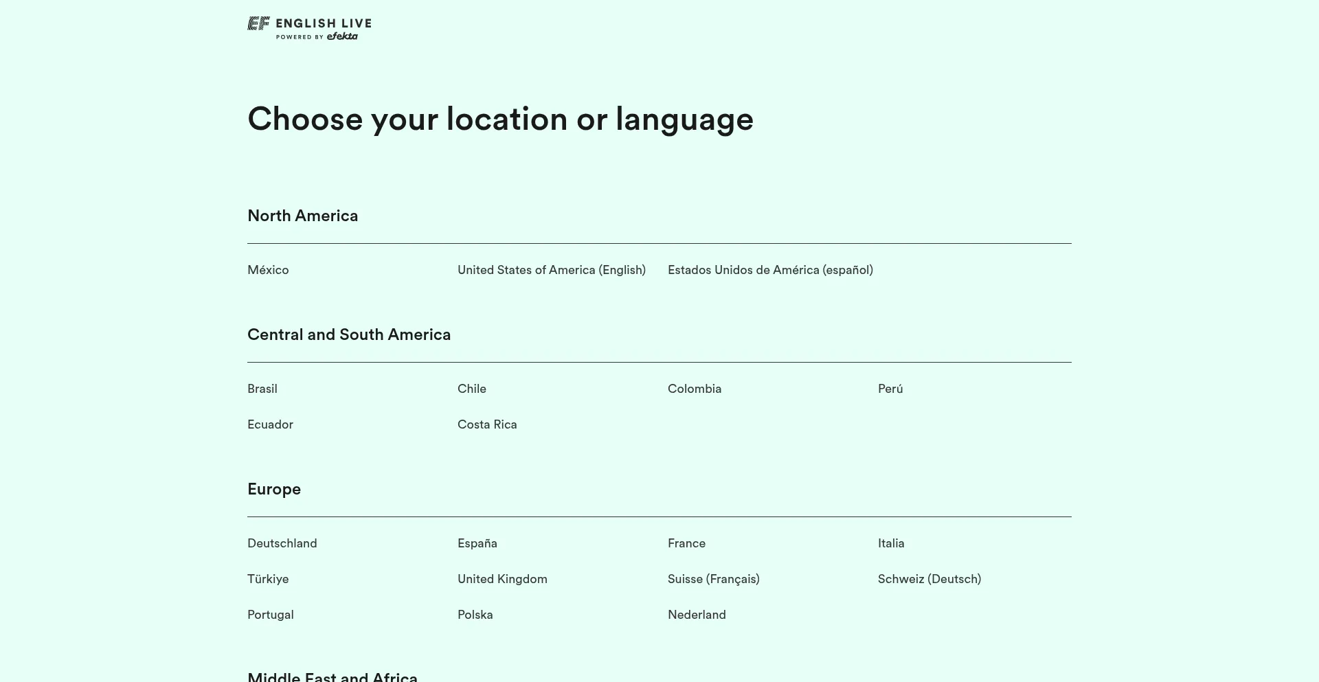 Website screenshot of Englishlive.ef.com