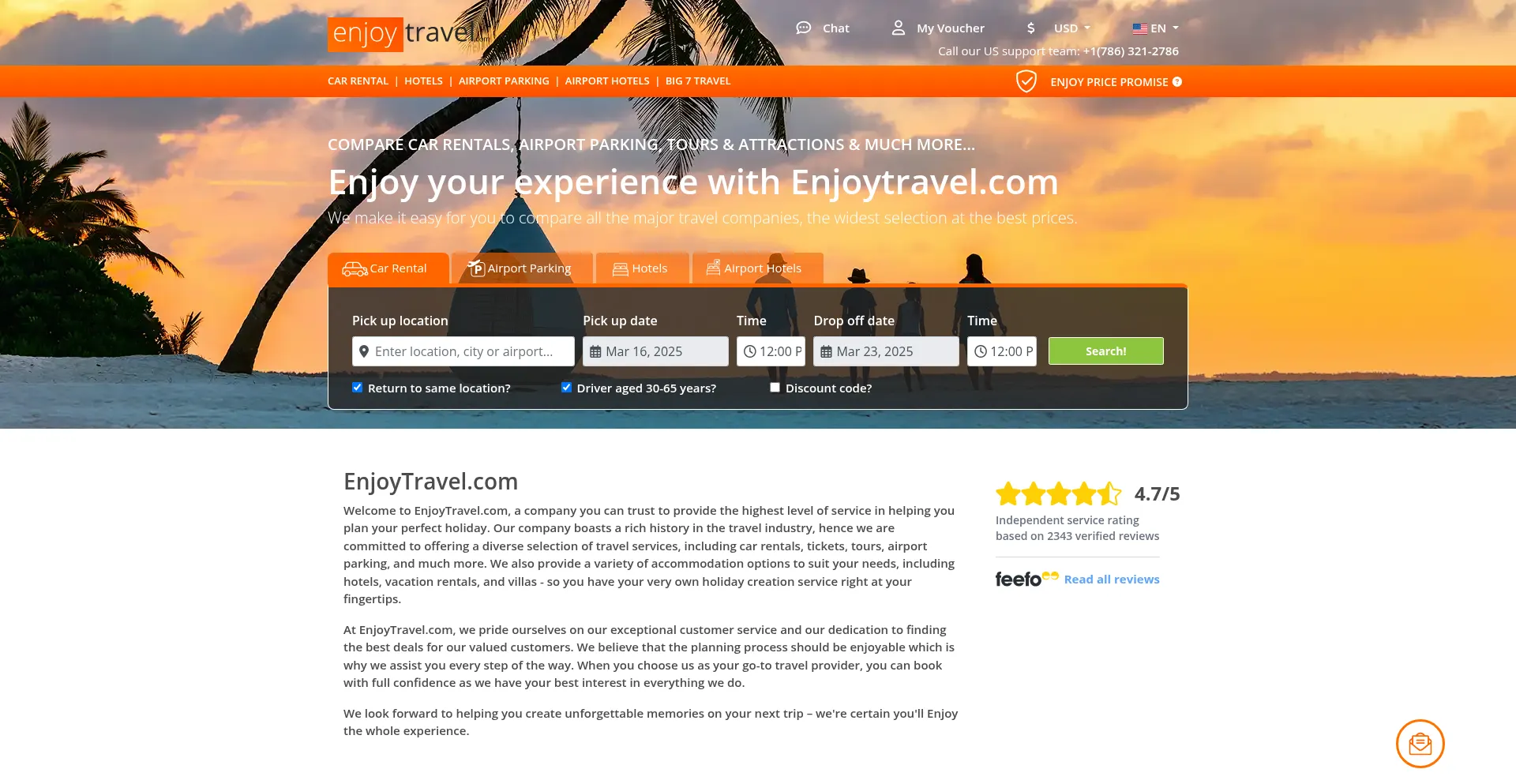 Website screenshot of Enjoytravel.com
