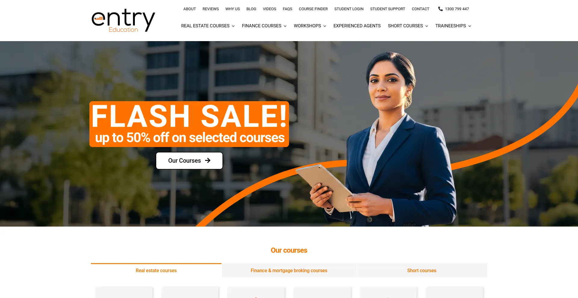 Website screenshot of Entryeducation.com.au