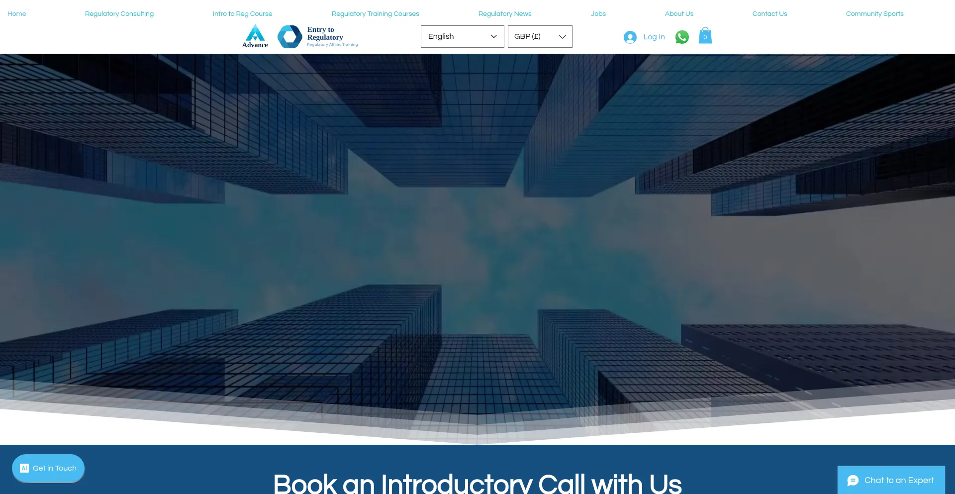 Website screenshot of Entrytoregulatory.com