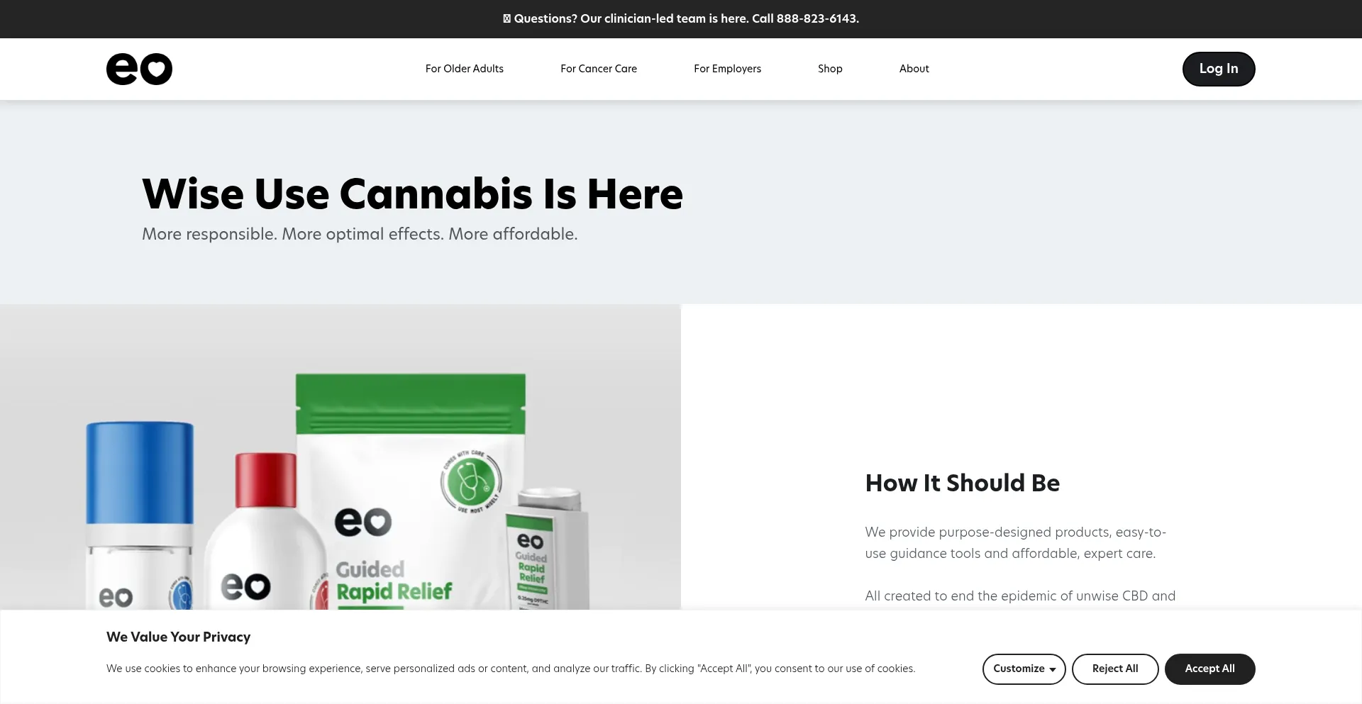 Website screenshot of Eo.care