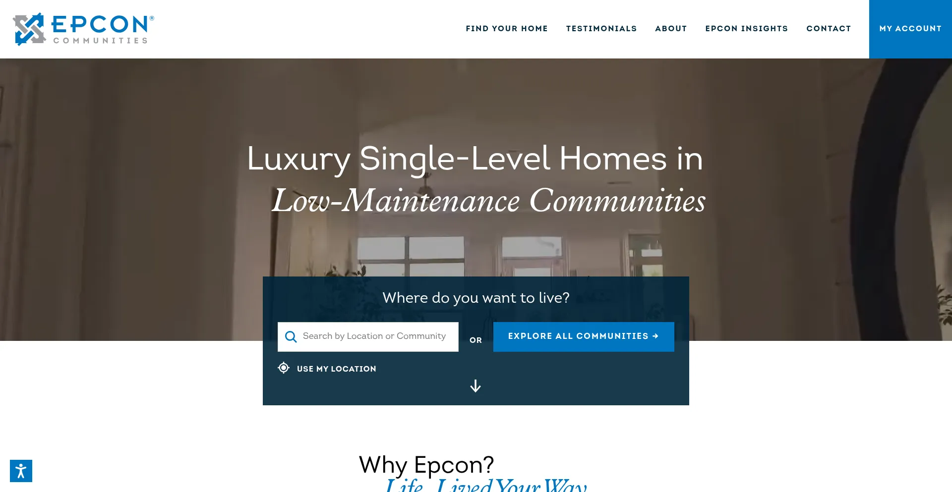 Website screenshot of Epconcommunities.com