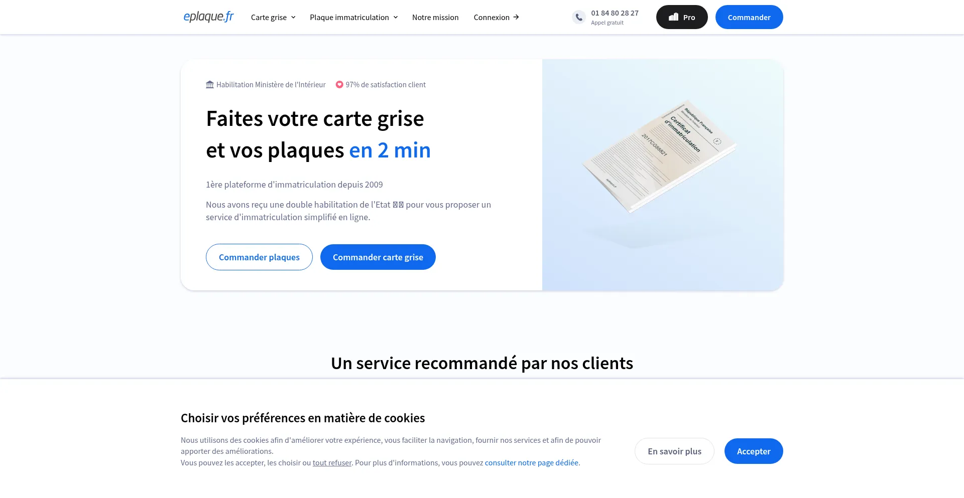 Website screenshot of Eplaque.fr