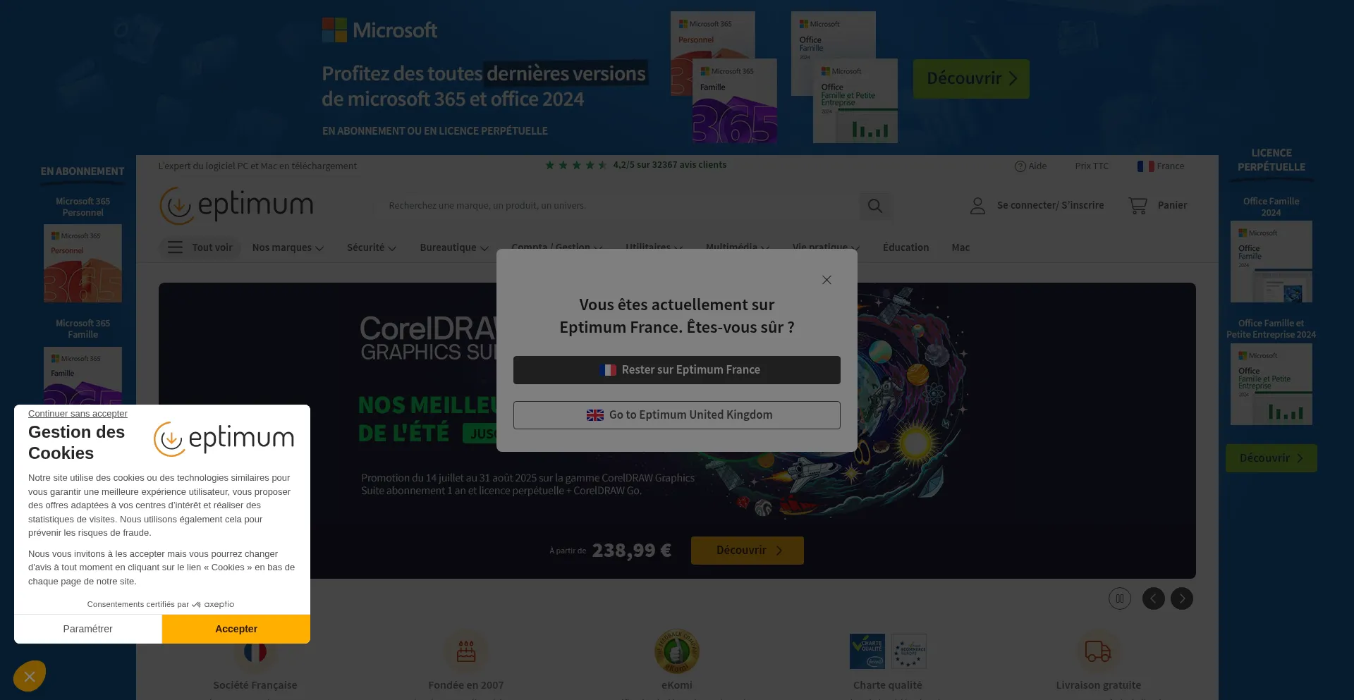 Website screenshot of Eptimum.com