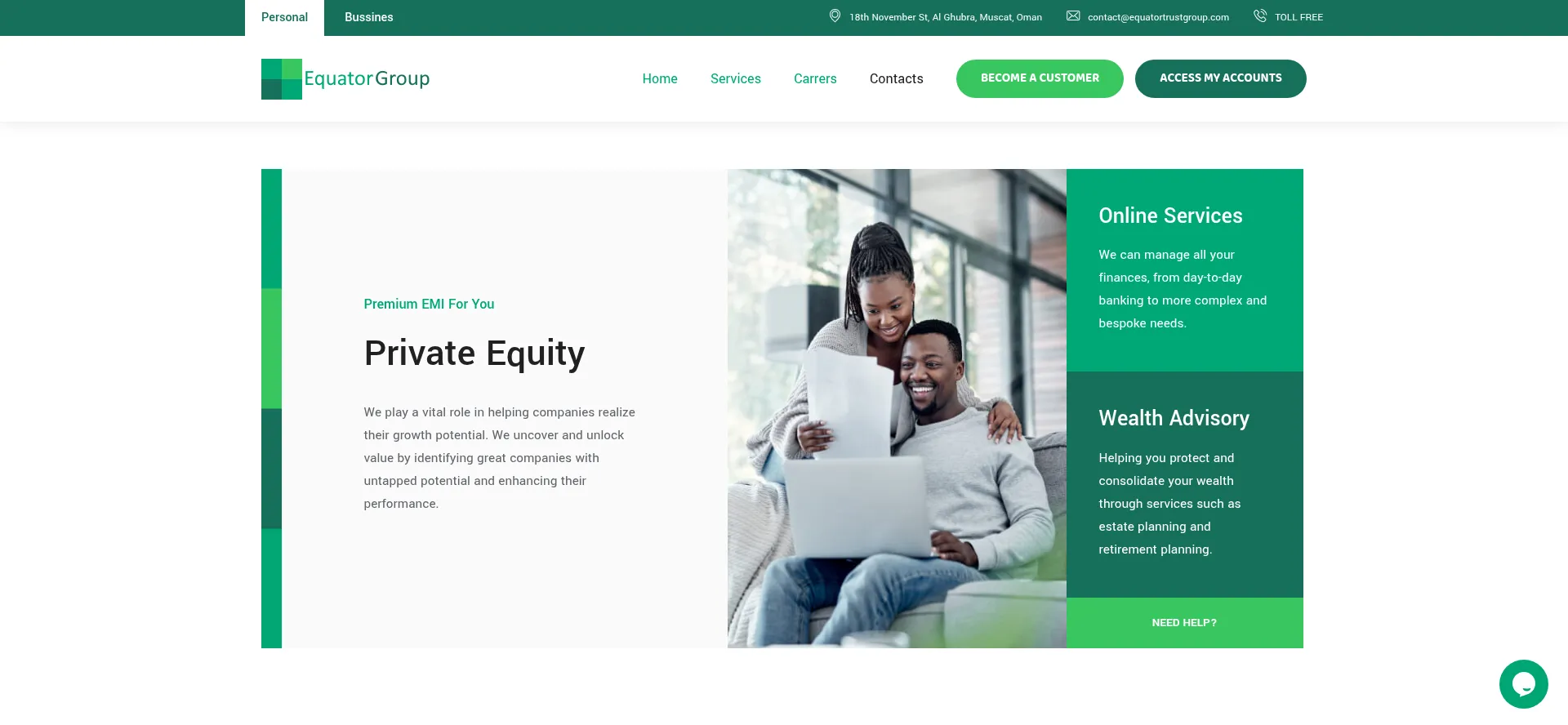 Website screenshot of Equatortrustgroup.com
