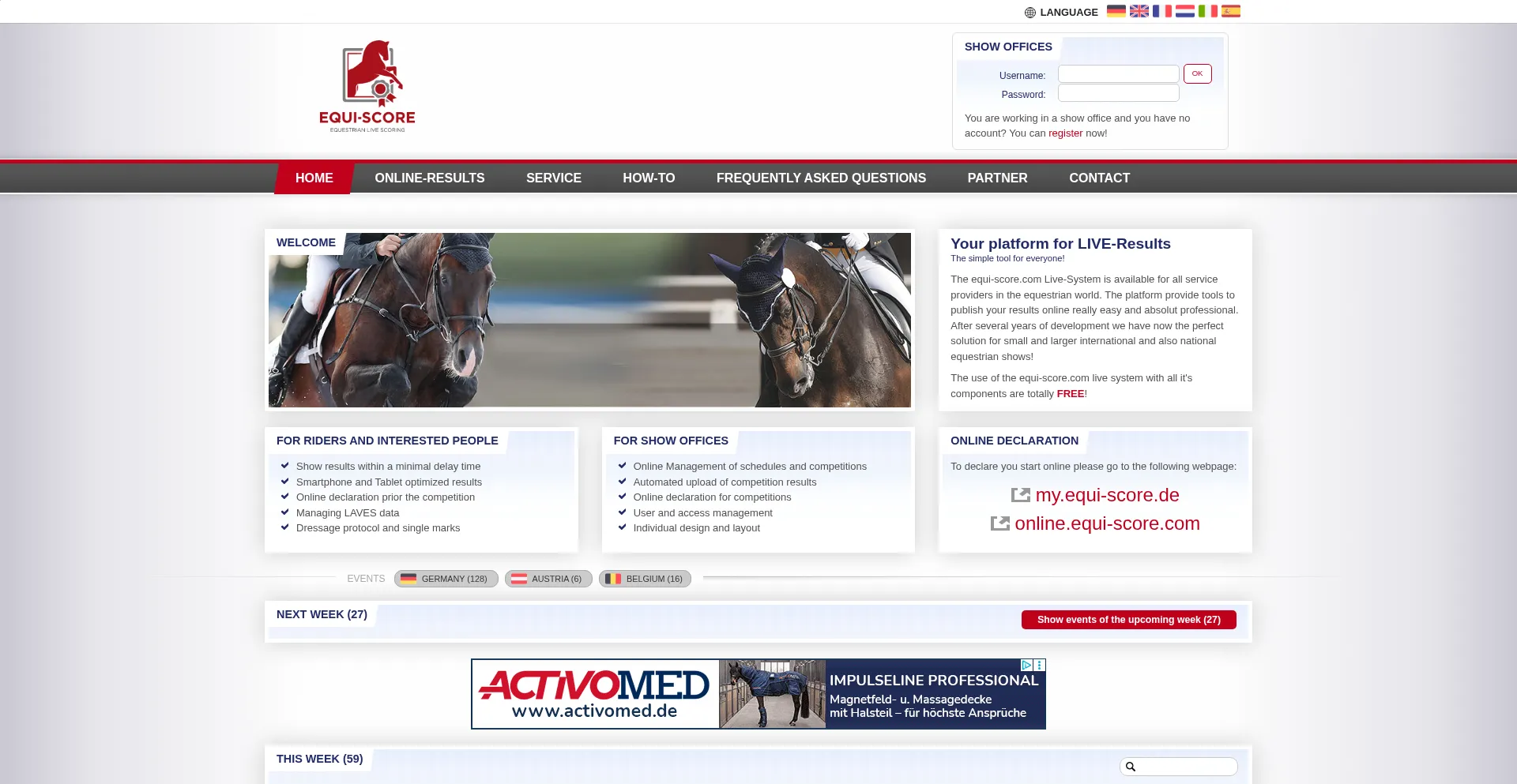 Website screenshot of Equi-score.de