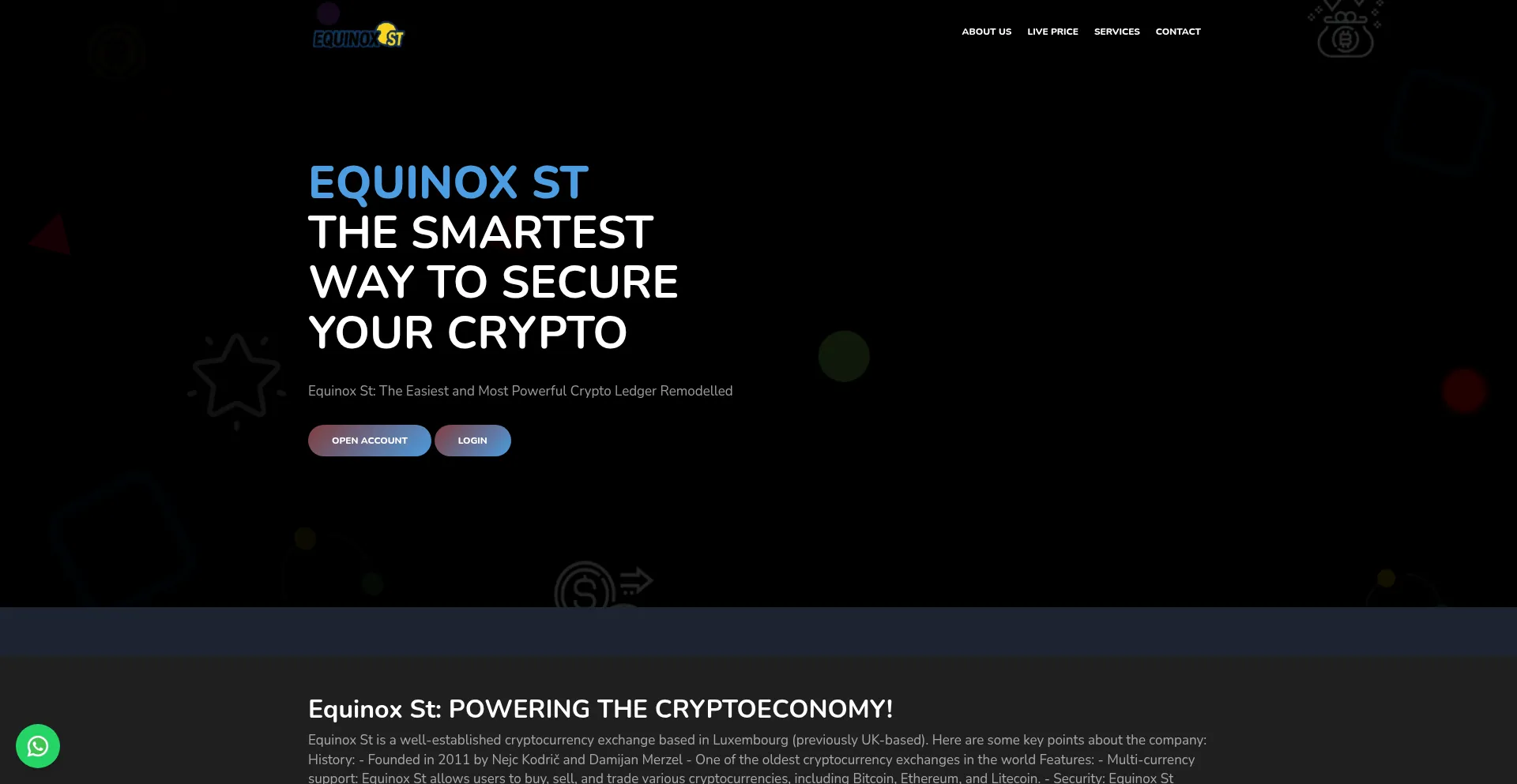 Website screenshot of Equinoxst.org