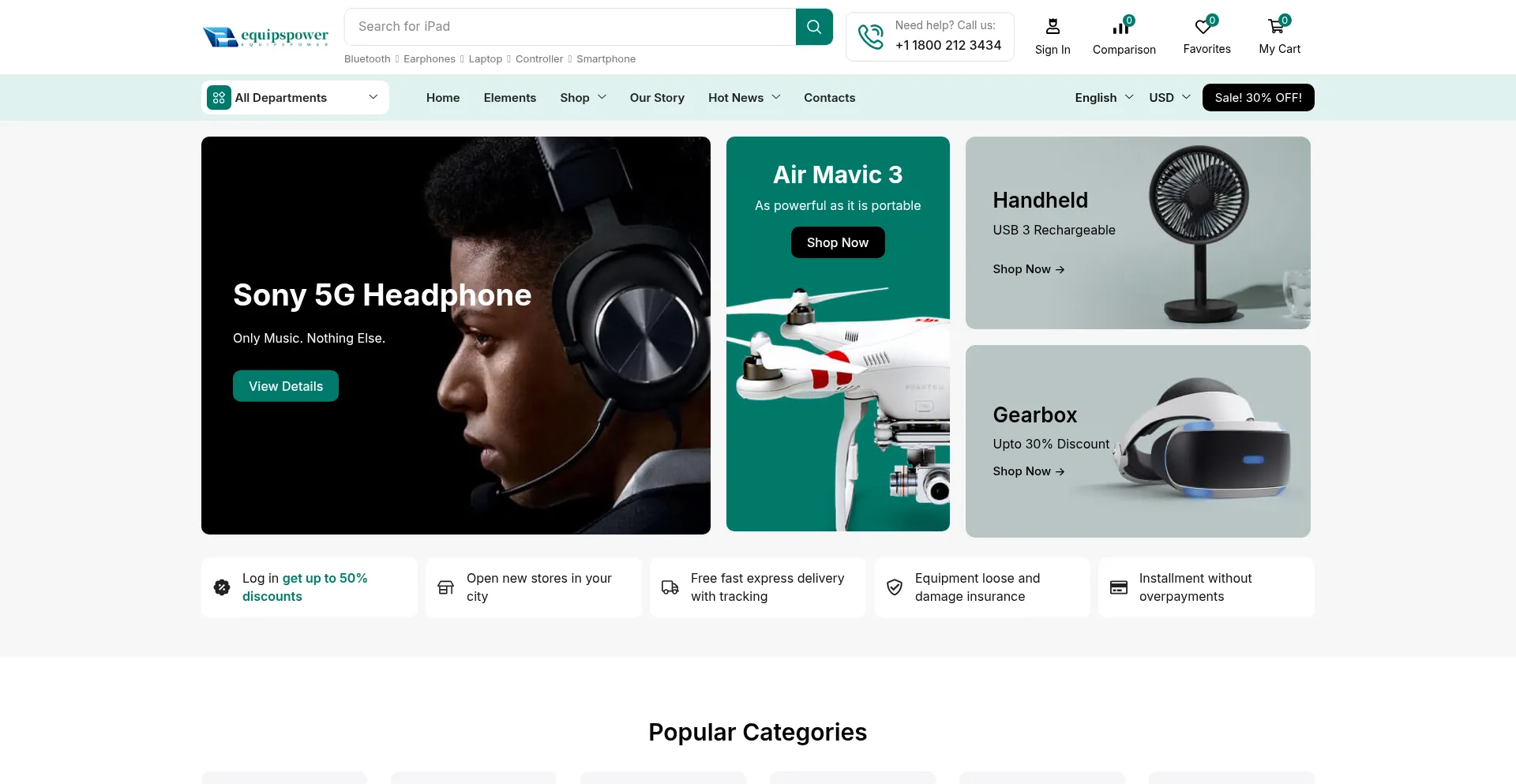 Website screenshot of Equipspower.com