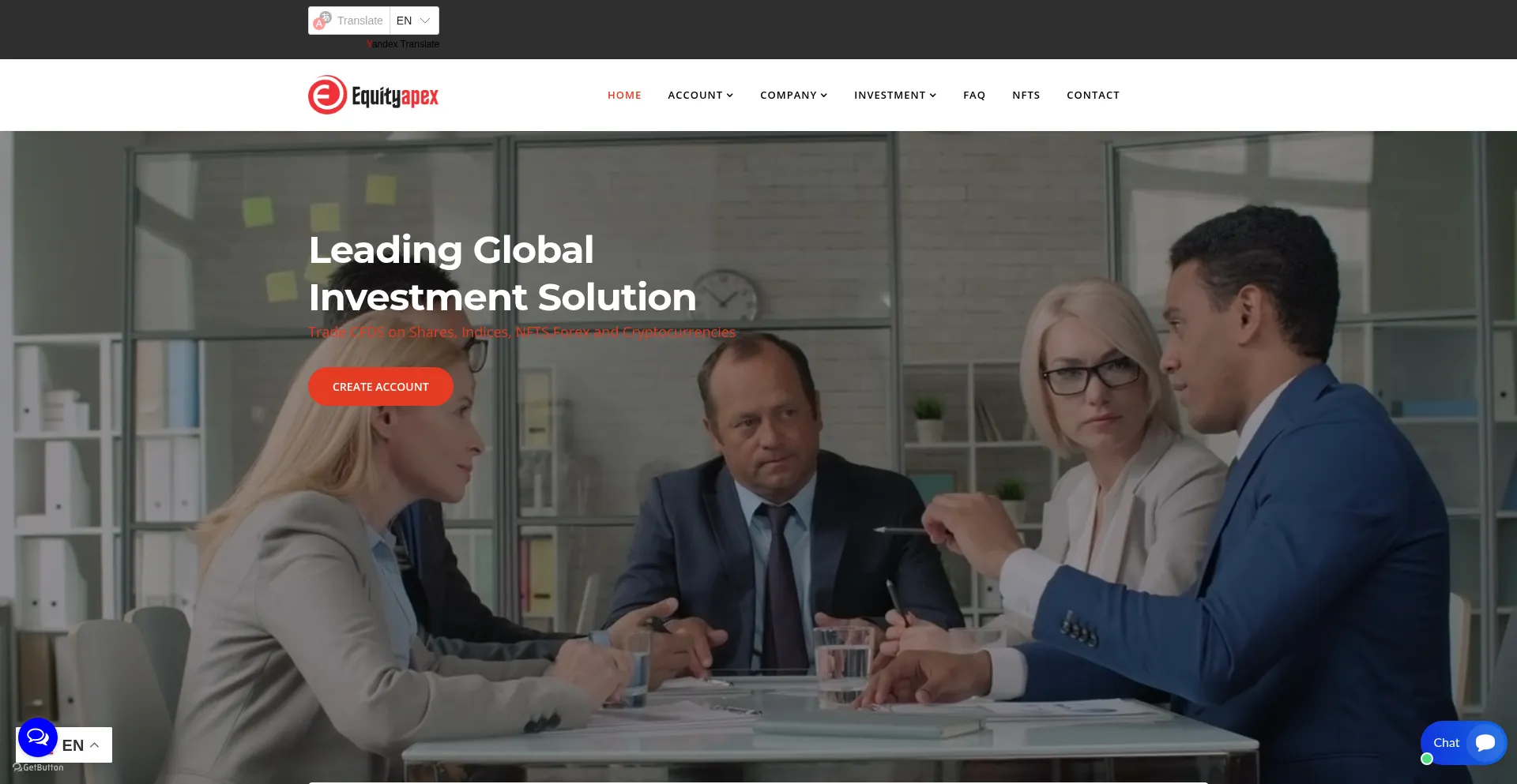 Website screenshot of Equityapex.ltd