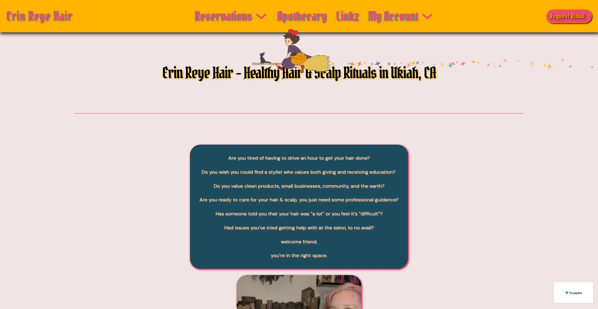 Website screenshot of Erinreyehair.com