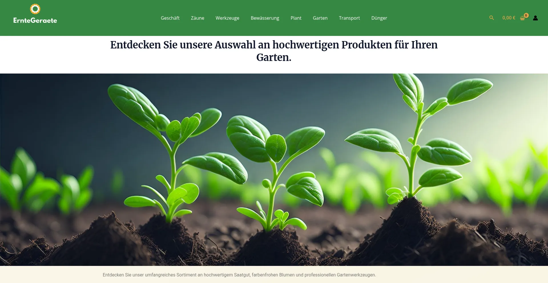 Website screenshot of Erntegeraete.com