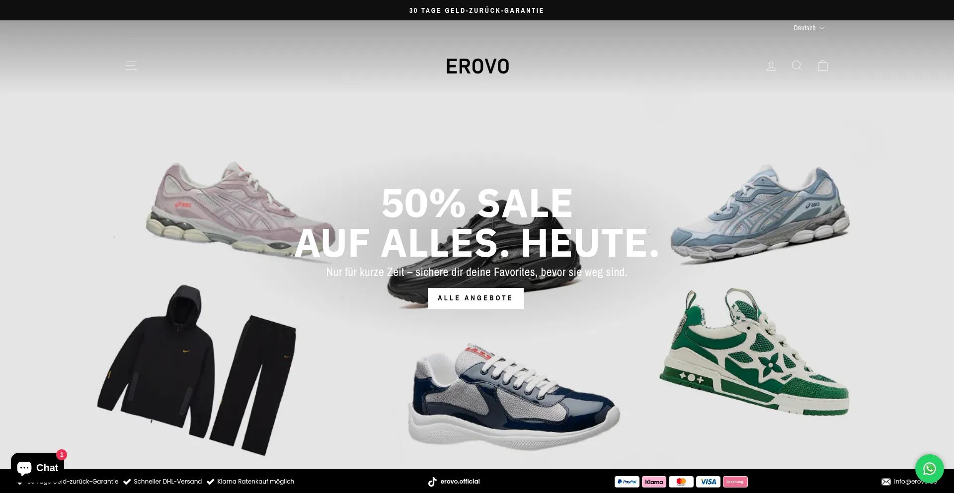 Website screenshot of Erovo.de