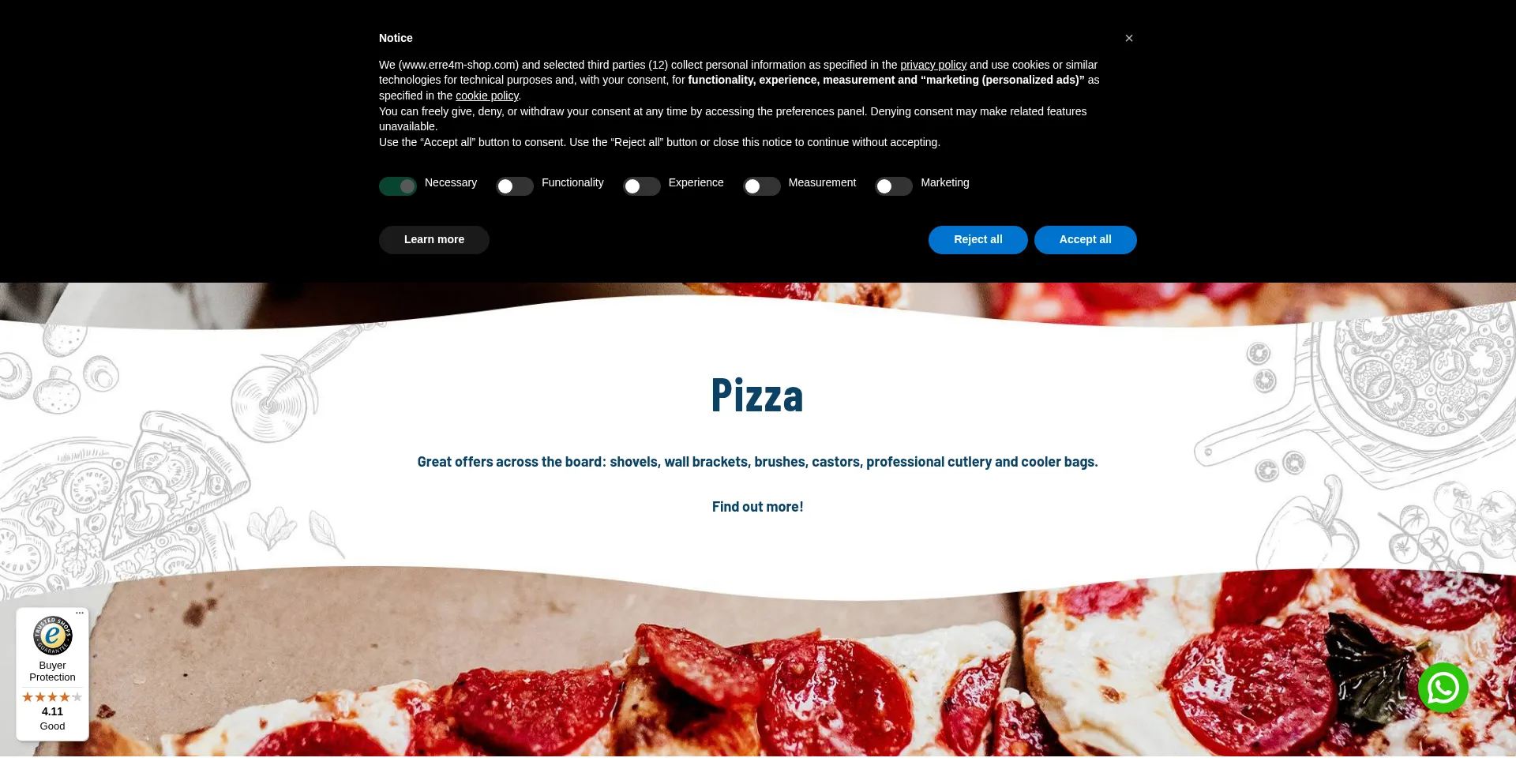 Website screenshot of Erre4m-shop.com