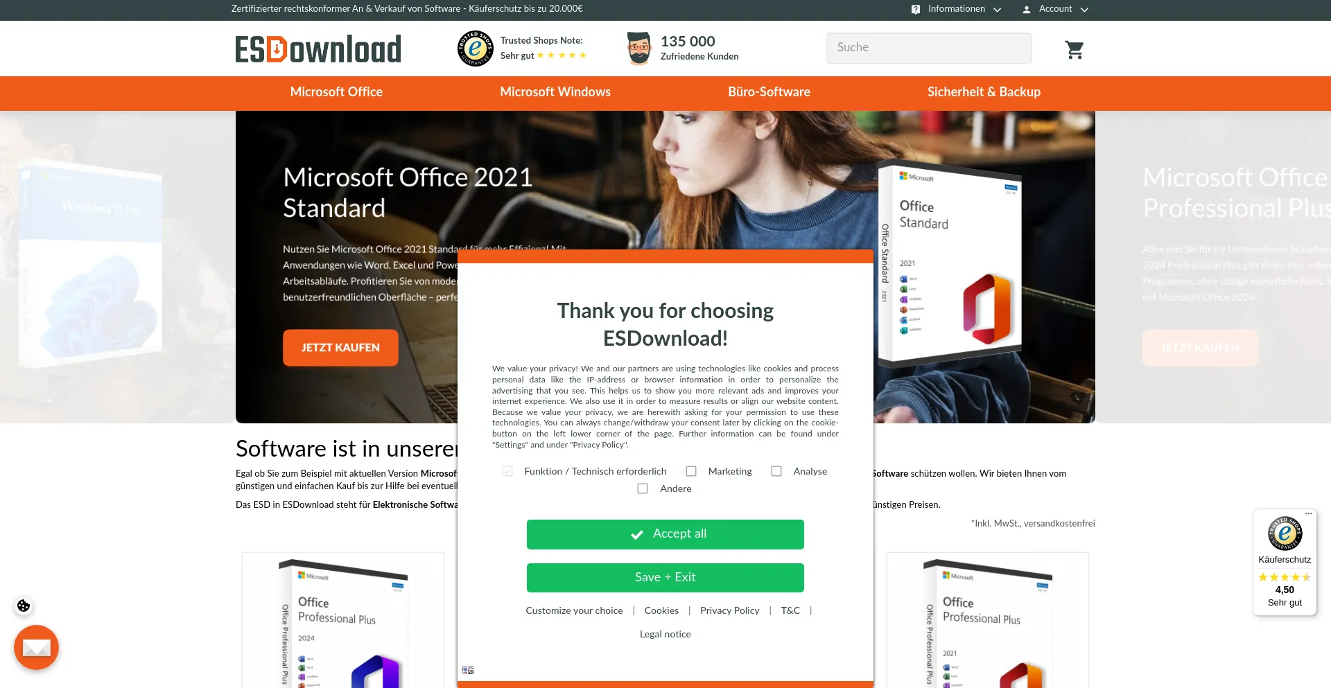 Website screenshot of Esdownload.ch
