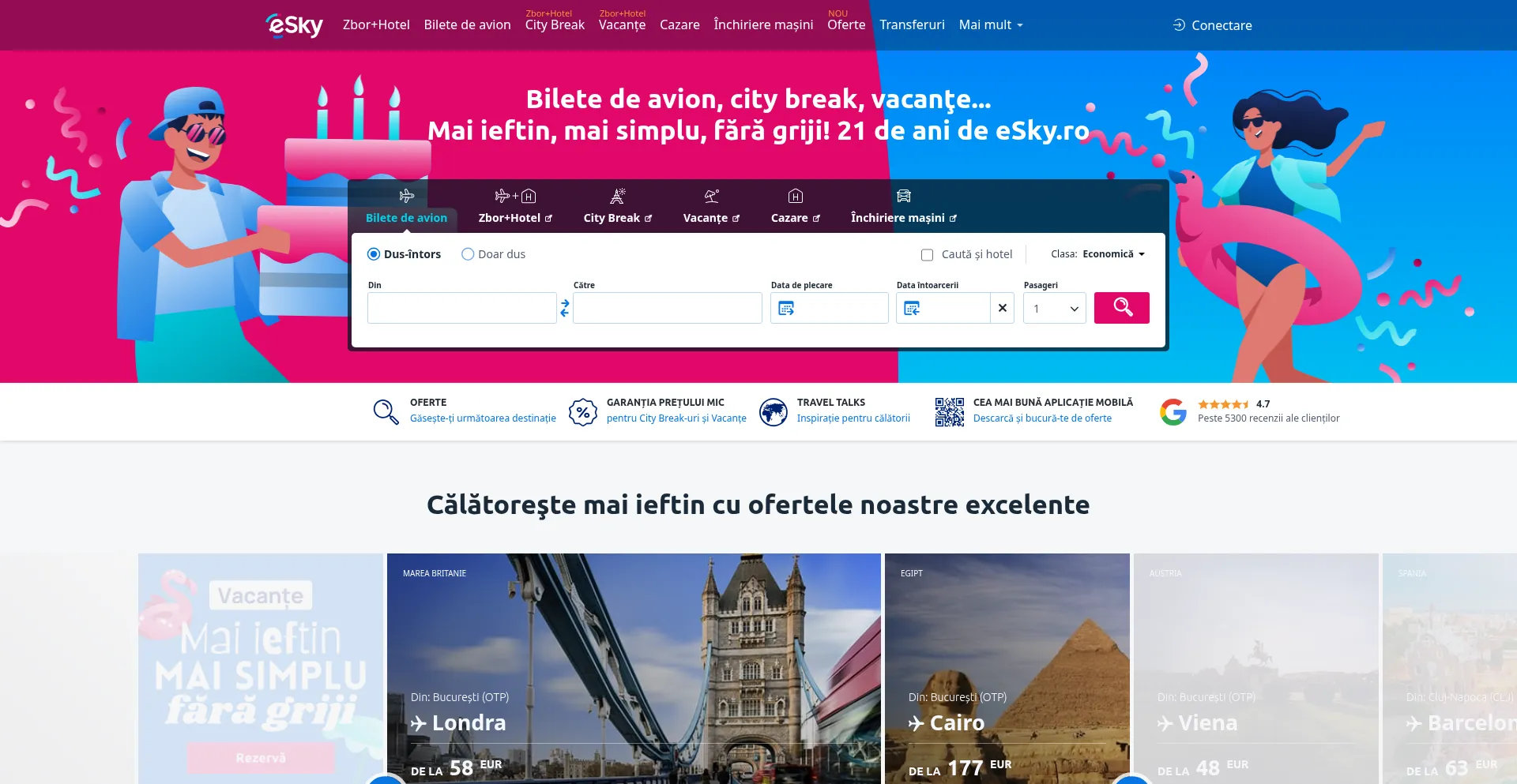 Website screenshot of Esky.ro