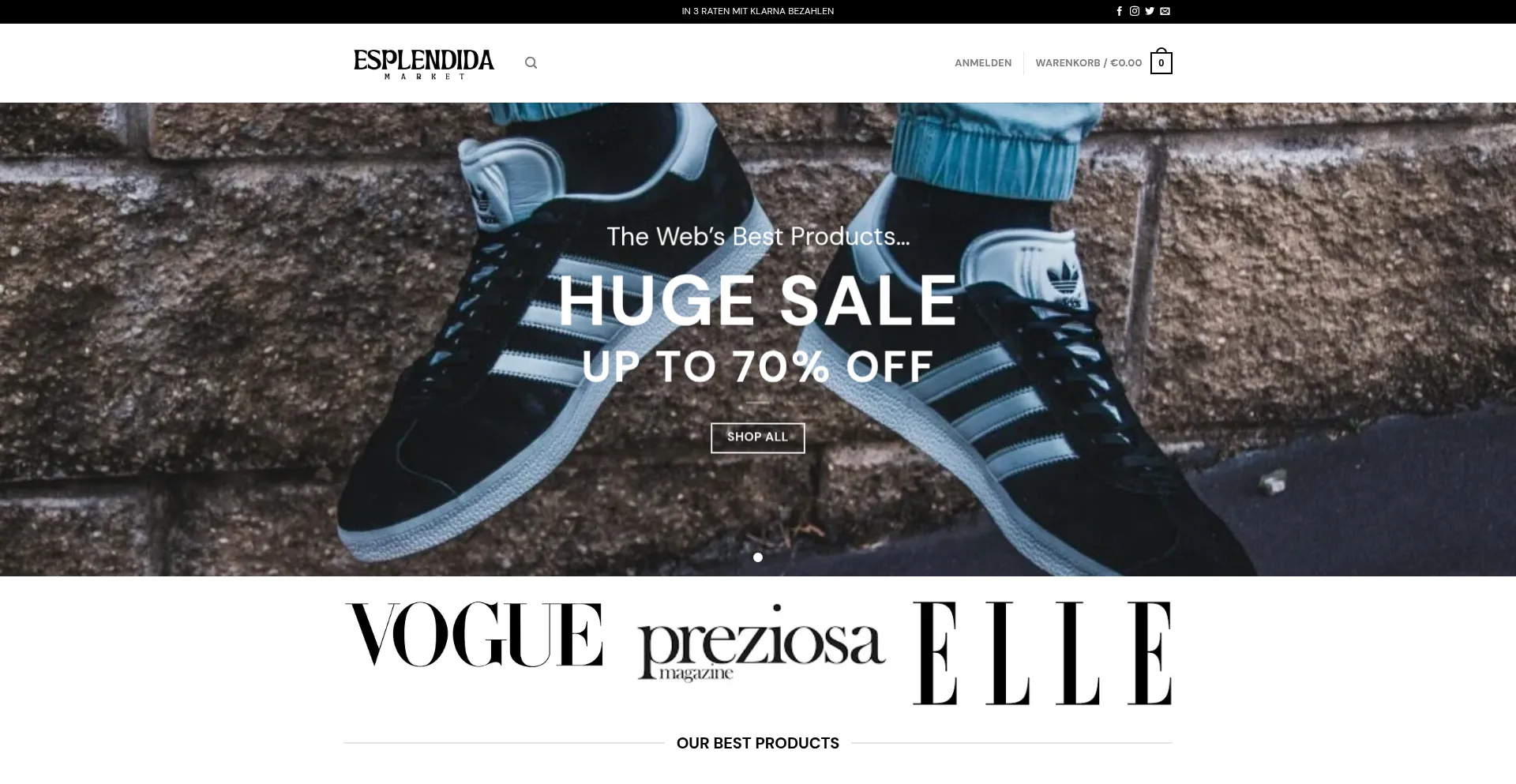 Website screenshot of Esplindidamarket.shop