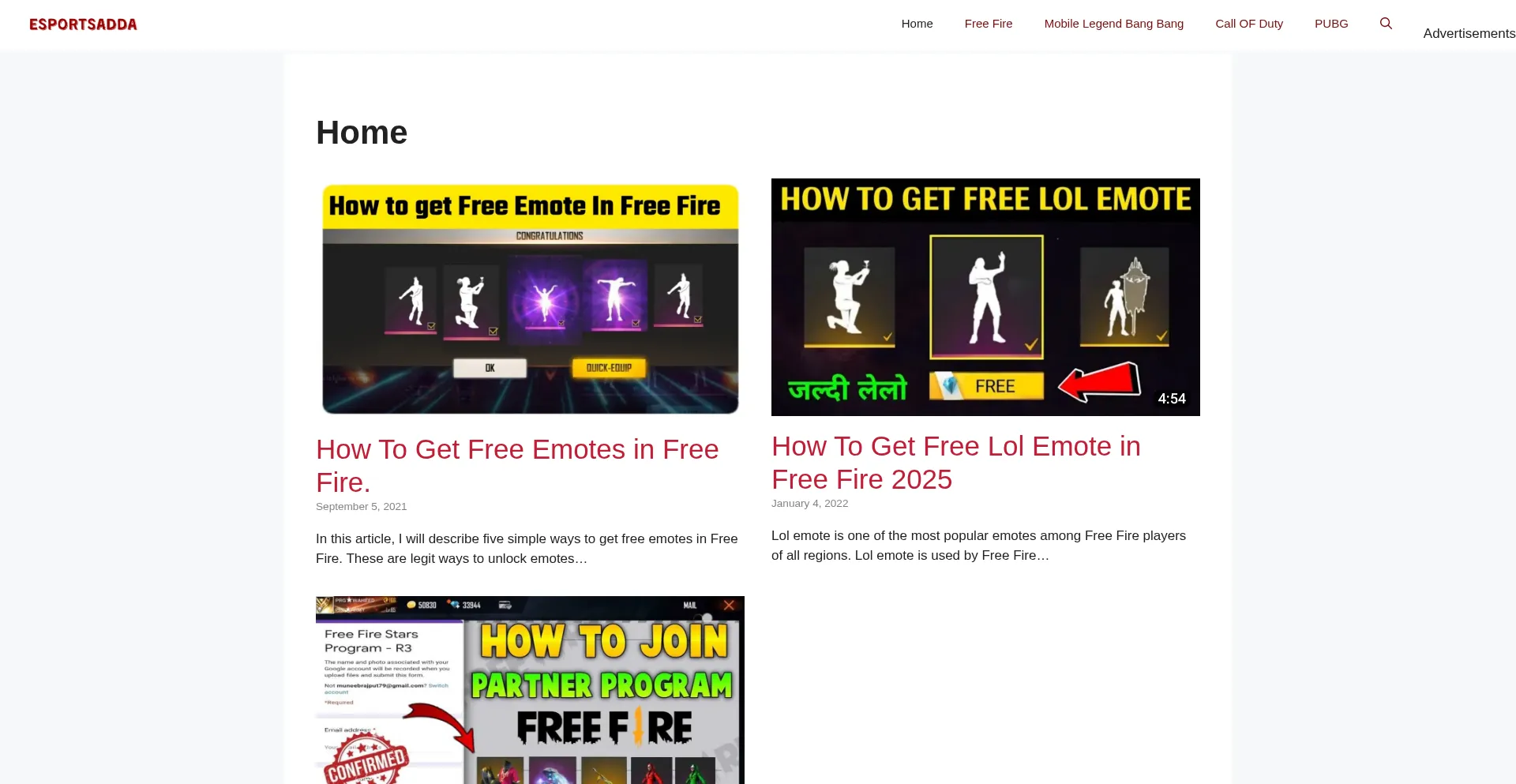 Website screenshot of Esportsadda.in