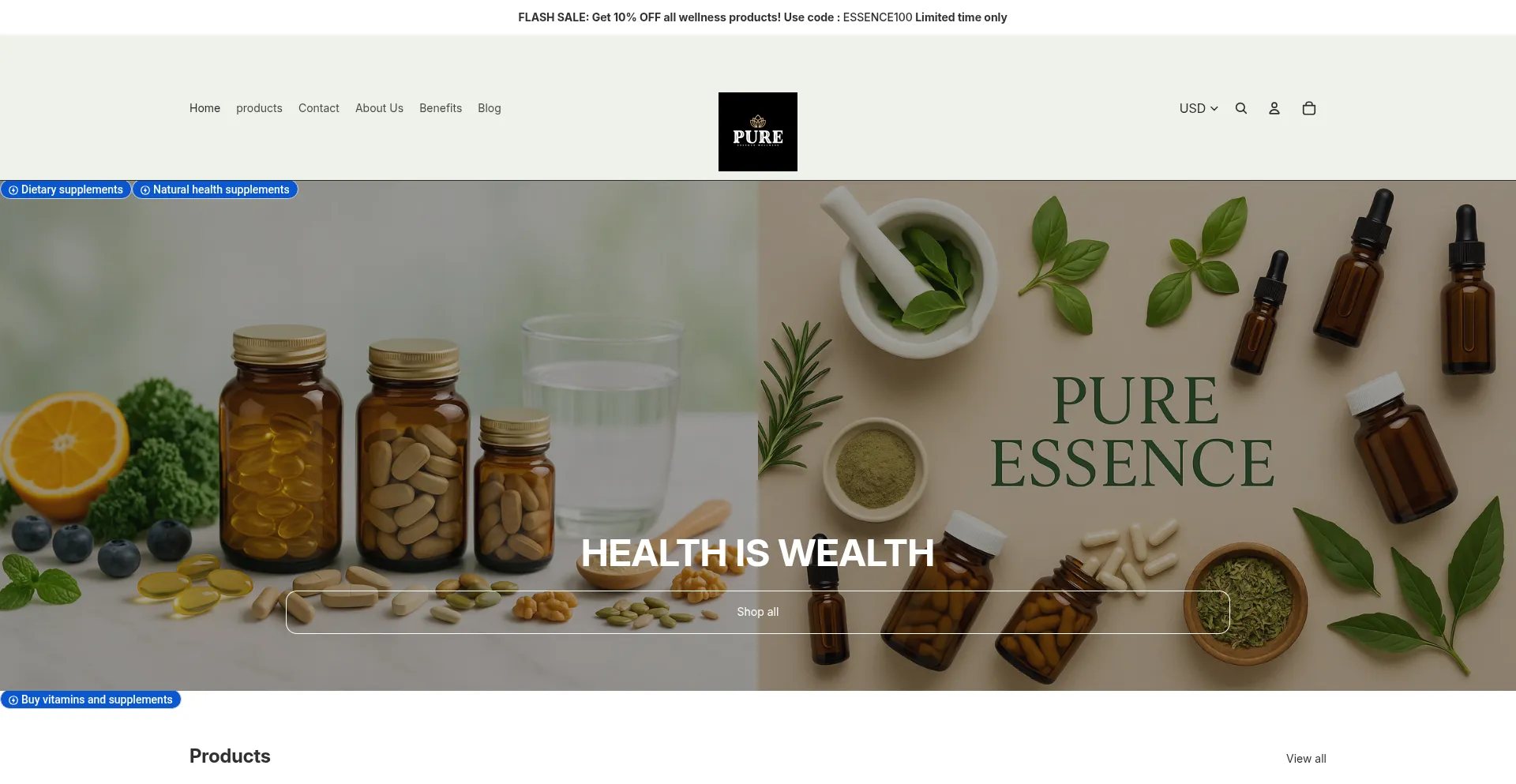 Website screenshot of Essencestore.store