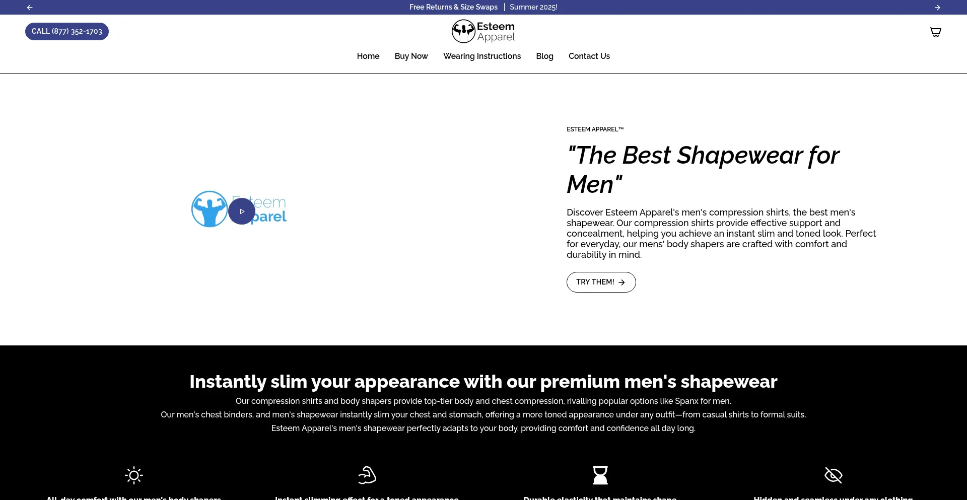 Esteem-compression-apparel.com Screenshot
