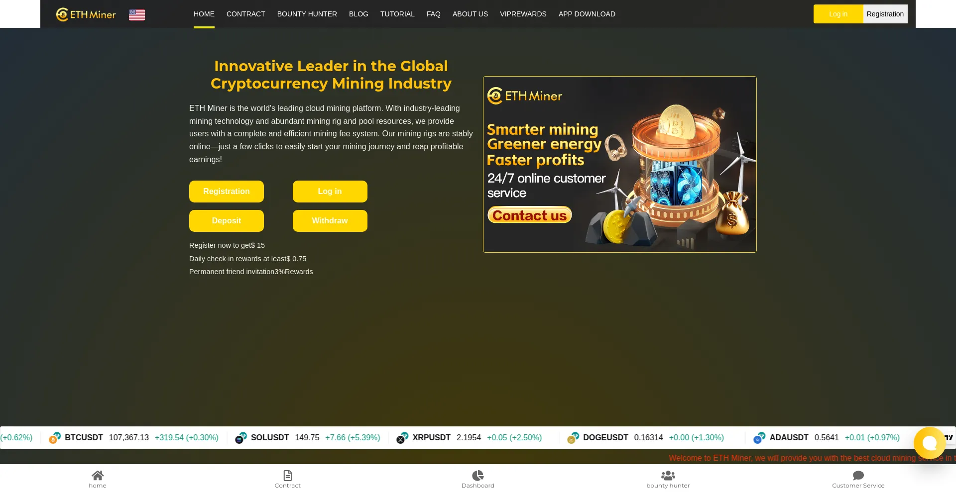 Website screenshot of Ethminer.net