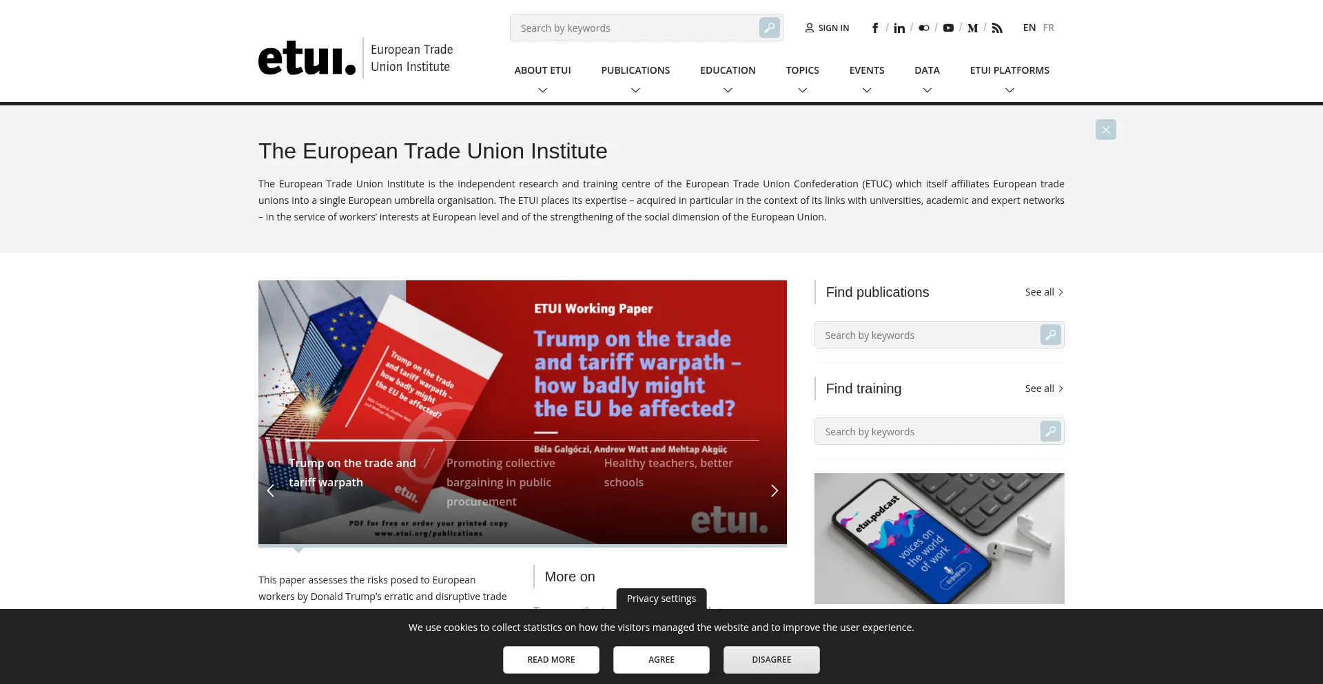 Website screenshot of Etui.org