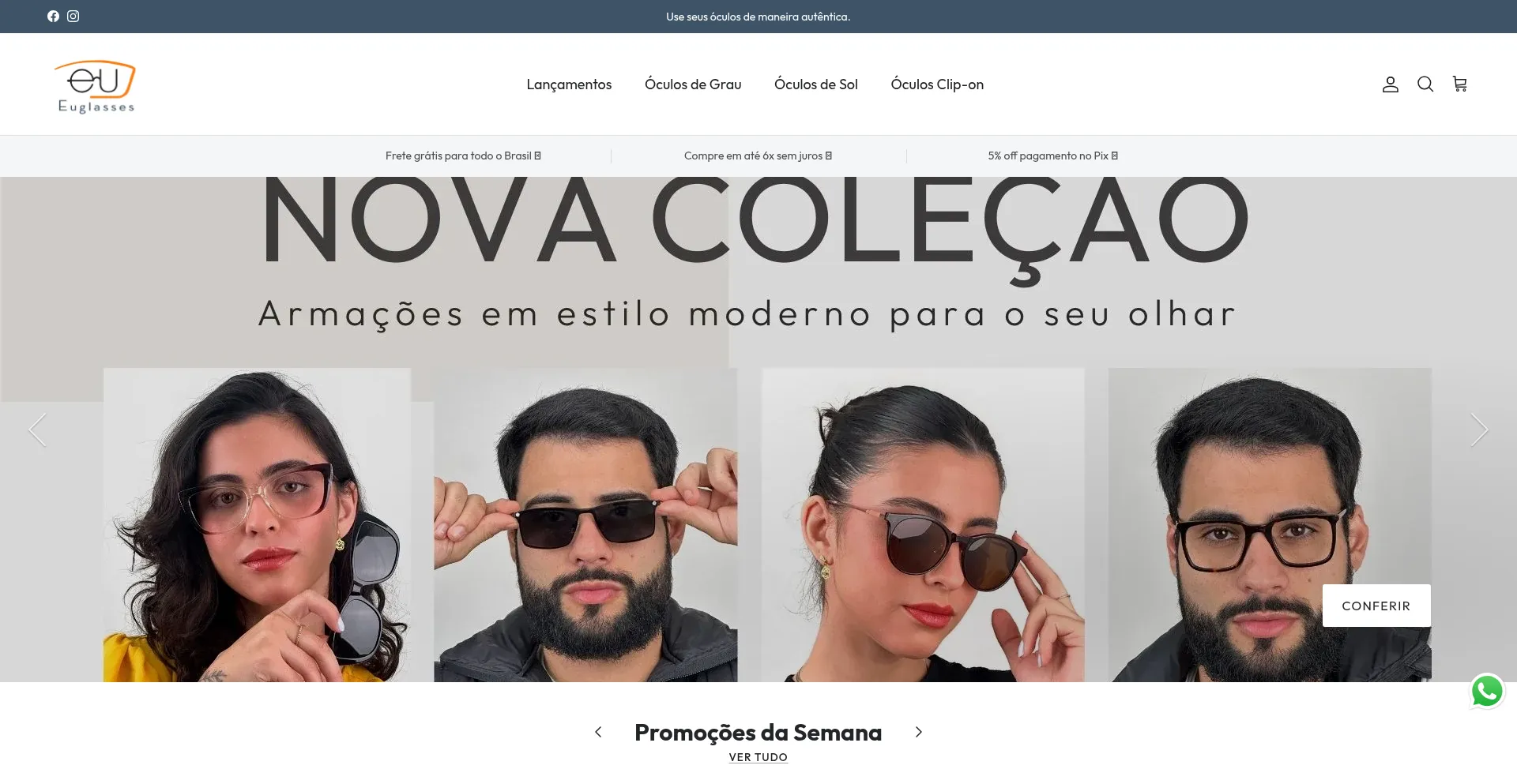 Website screenshot of Euglasses.com.br