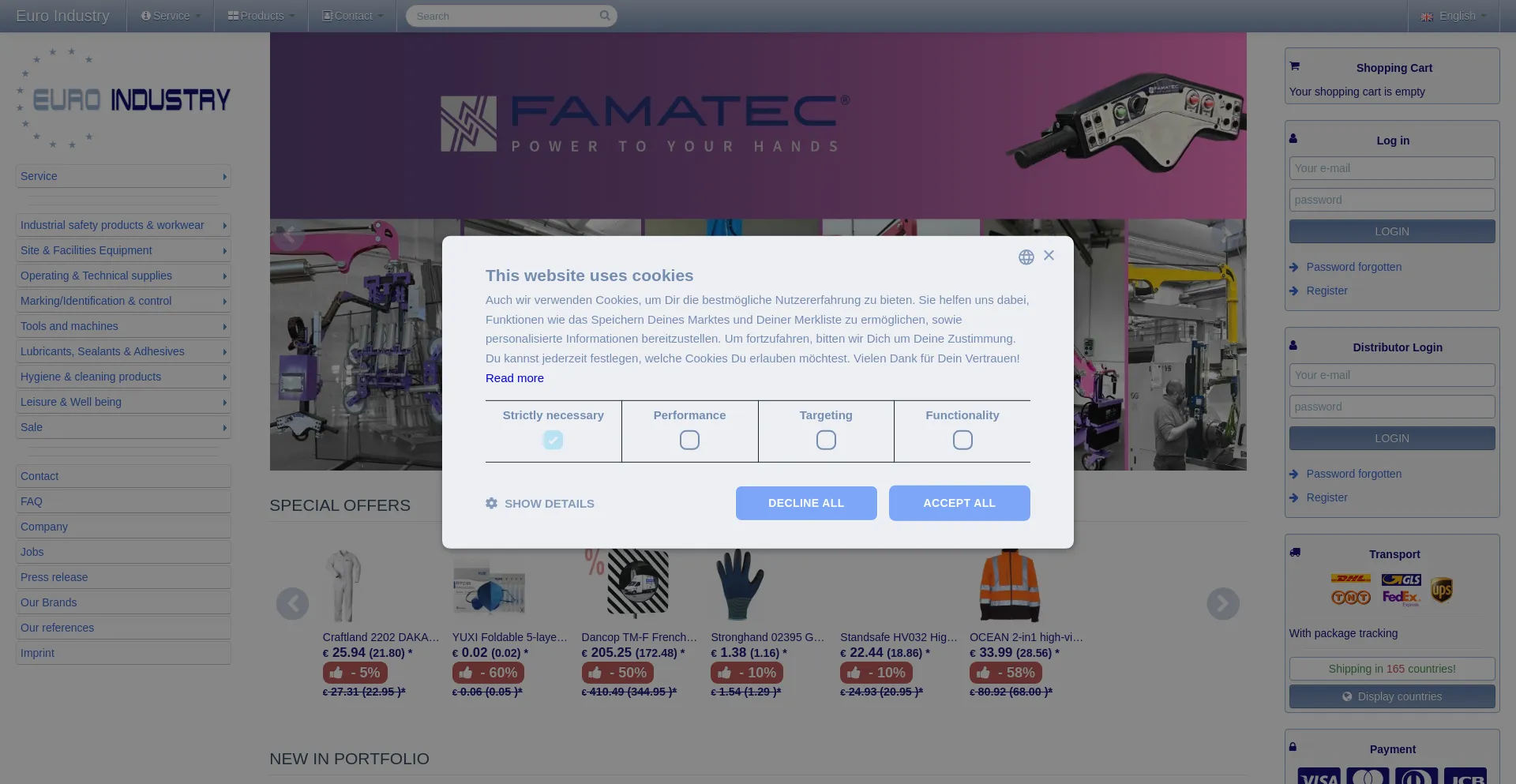 Website screenshot of Euro-industry.com