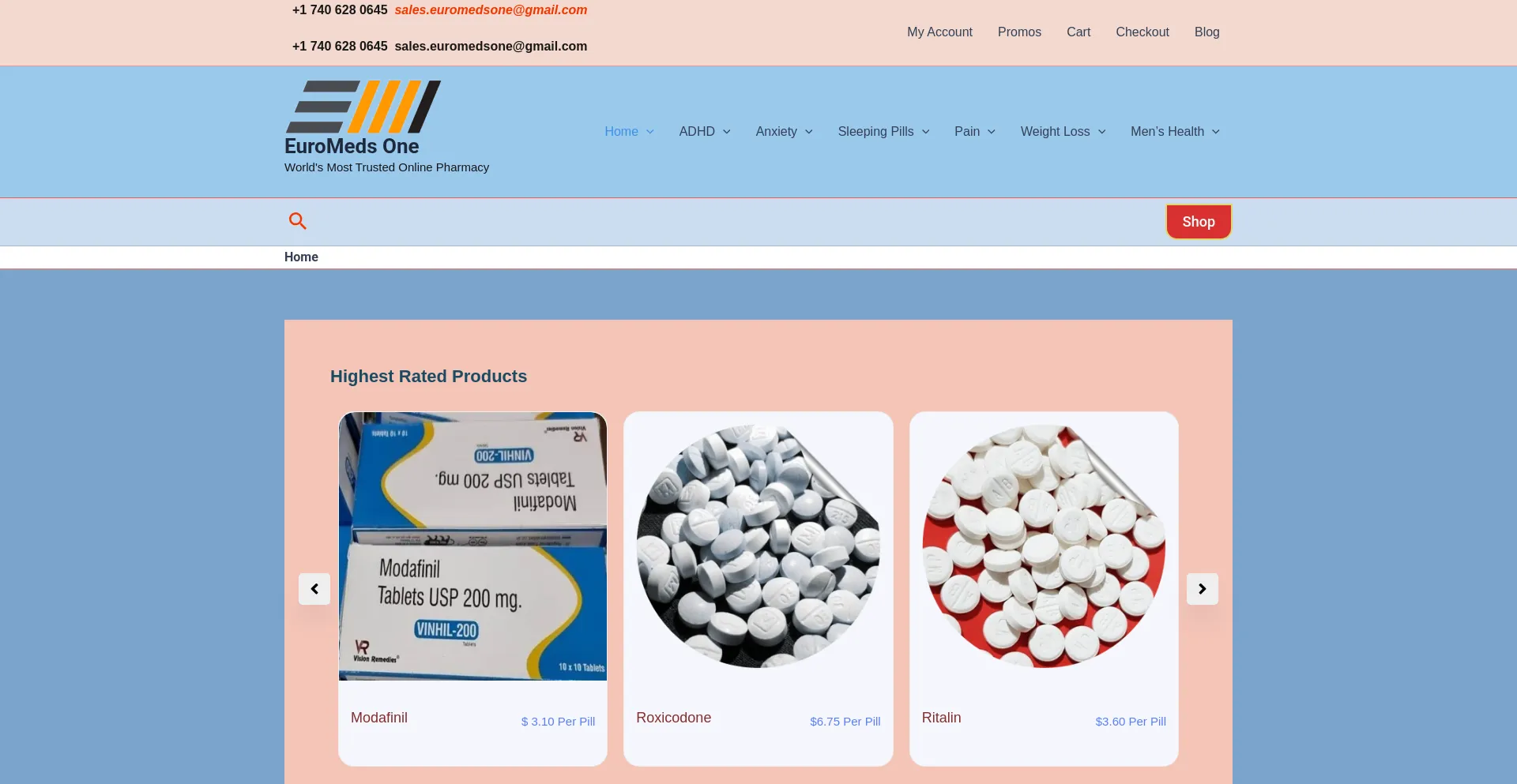 Website screenshot of Euromedsone.net