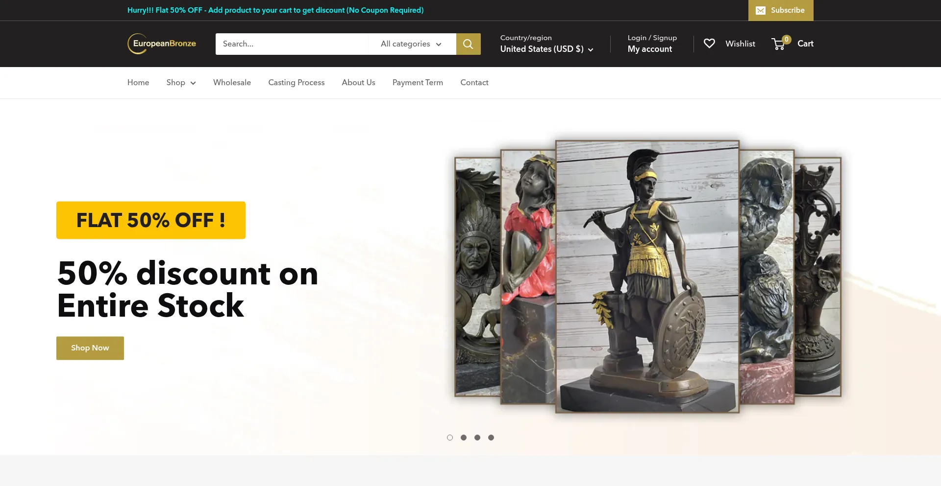 Website screenshot of Europeanbronze.com