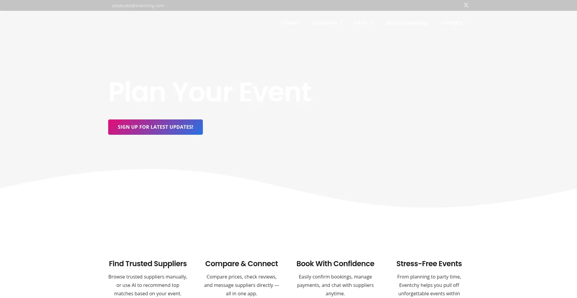 Website screenshot of Eventchy.com