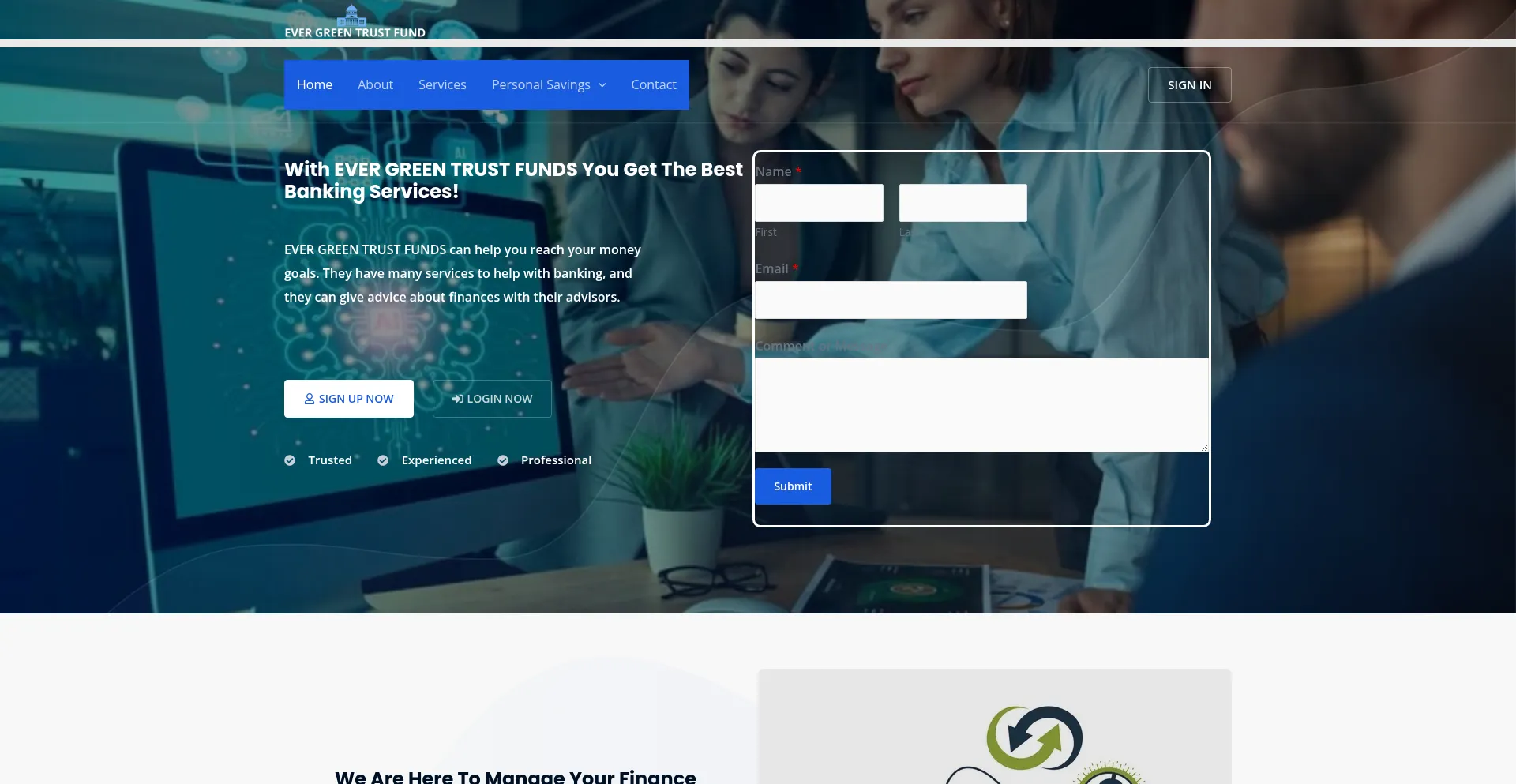 Website screenshot of Evergreentrust.online
