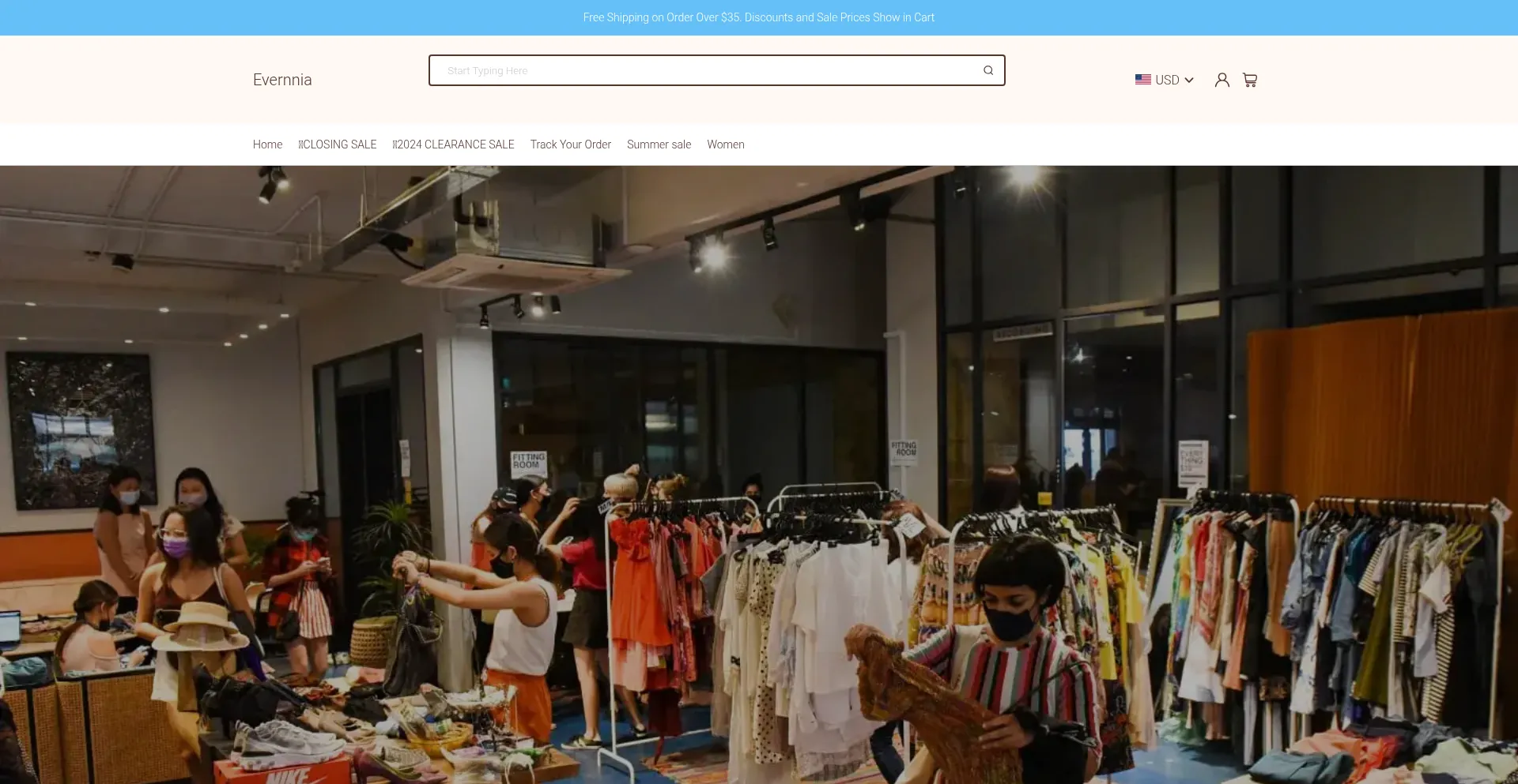 Website screenshot of Evernnia.com