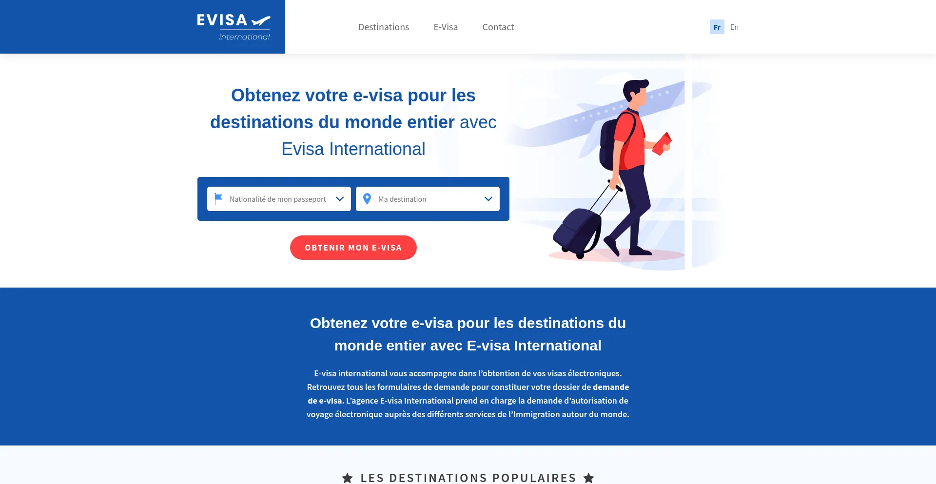Website screenshot of Evisa-international.com