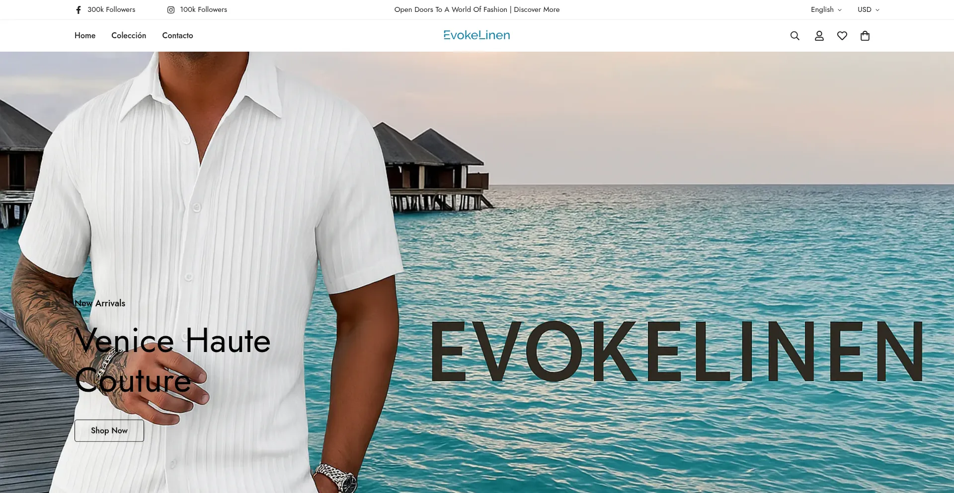 Website screenshot of Evokelinen.com