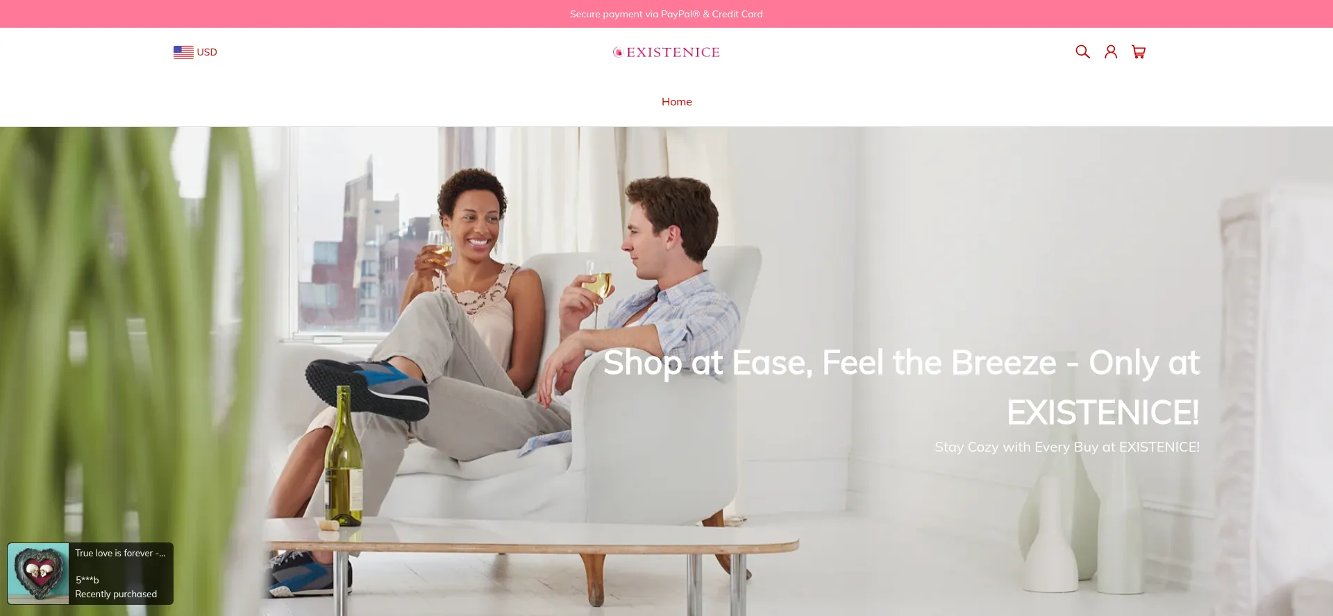 Website screenshot of Existenice.com
