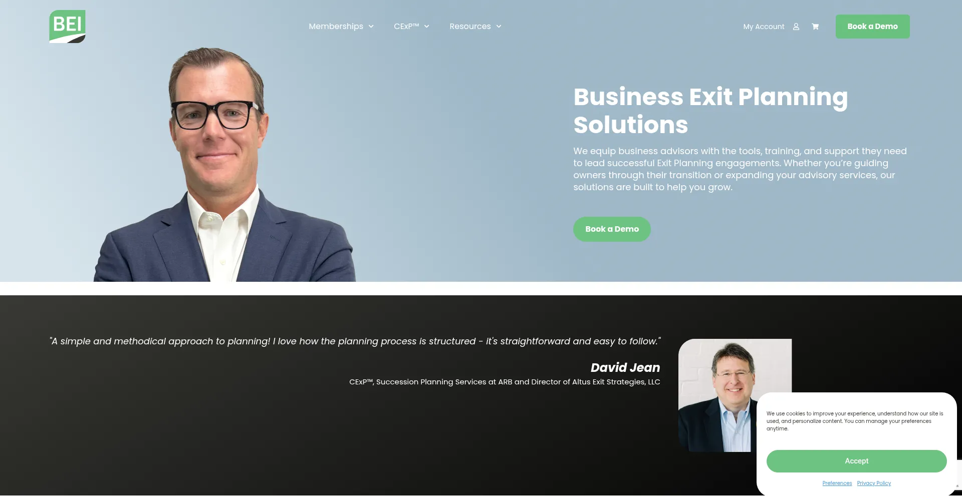 Website screenshot of Exitplanning.com
