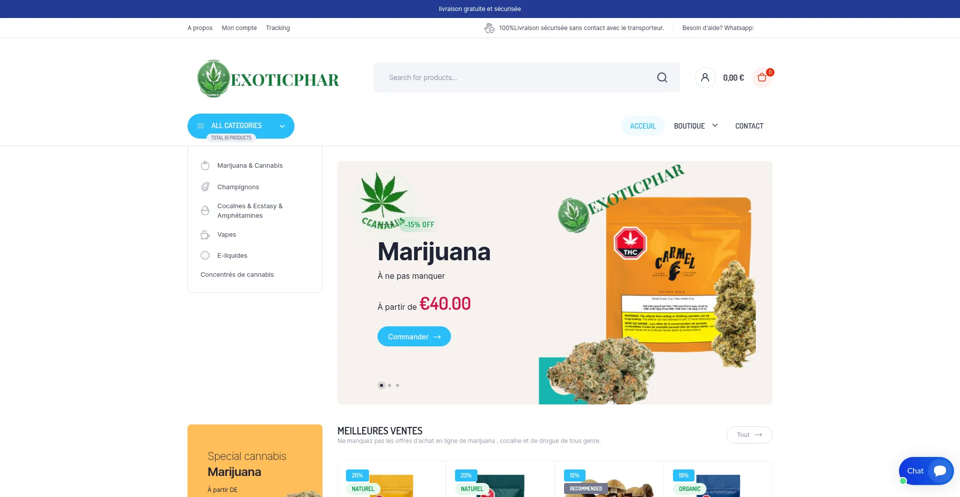Website screenshot of Exoticphar.com