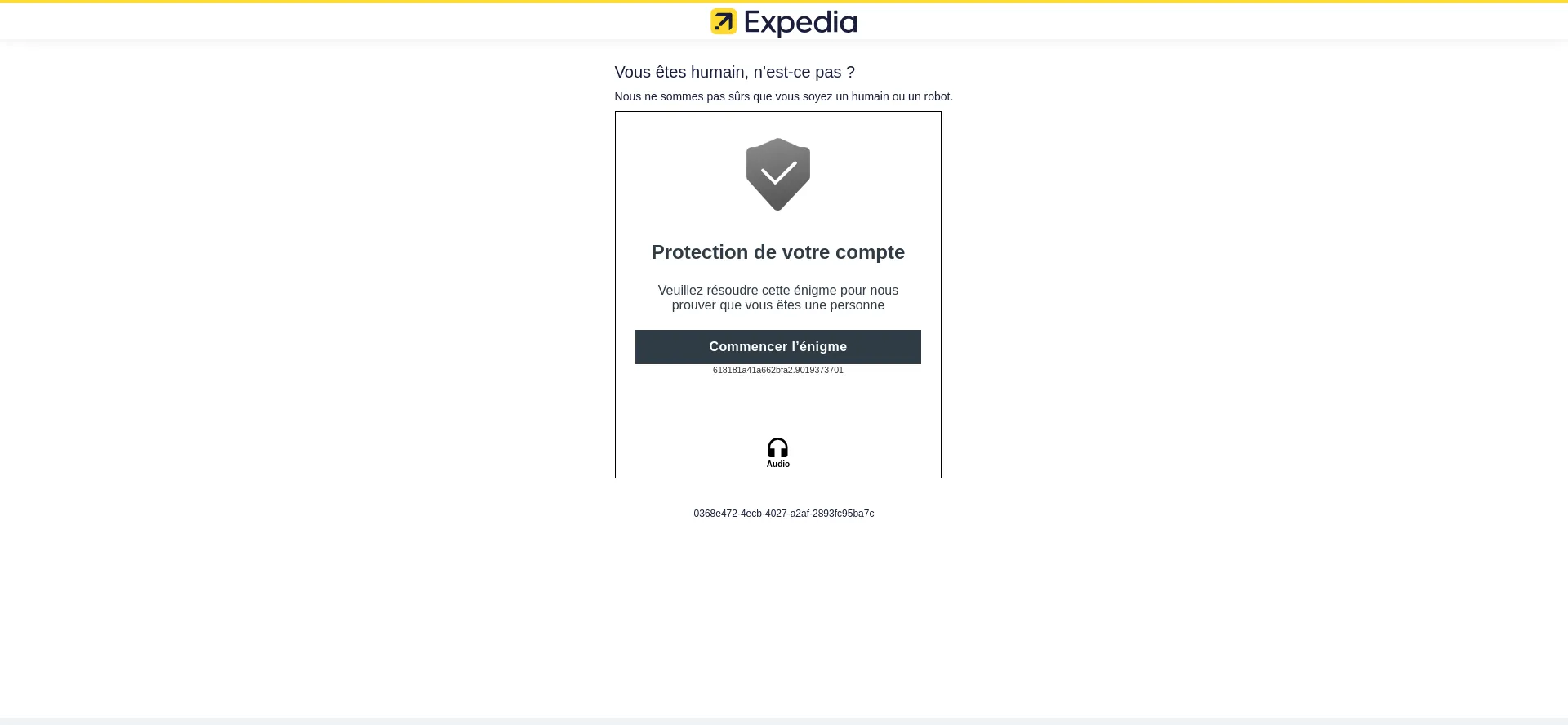 Website screenshot of Expedia.fr