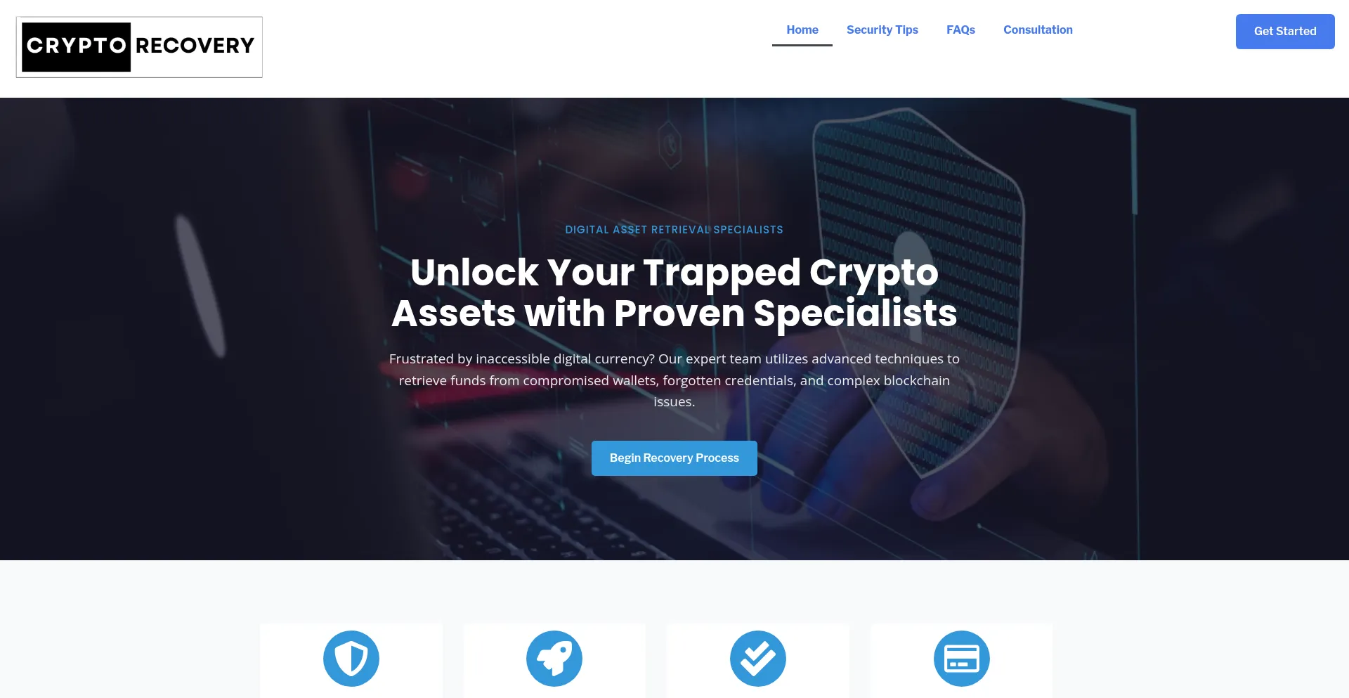 Website screenshot of Expertcryptorecovery.com