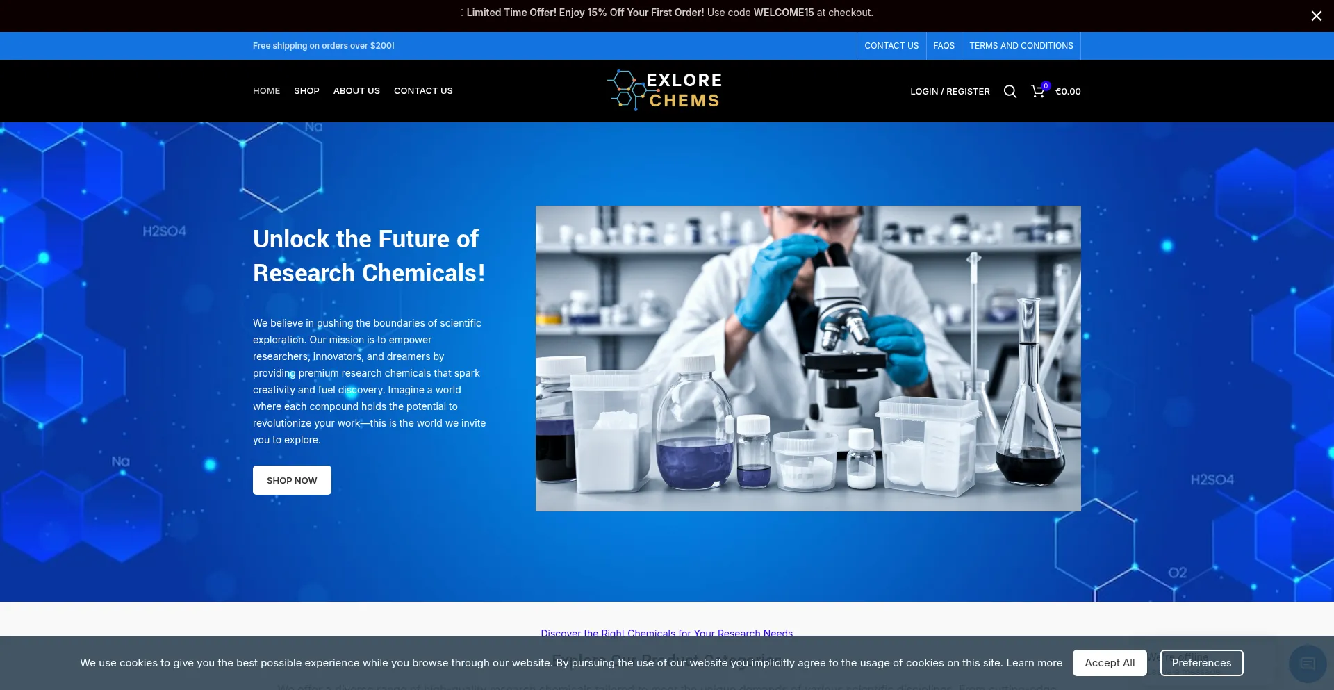 Explorechems.com Screenshot