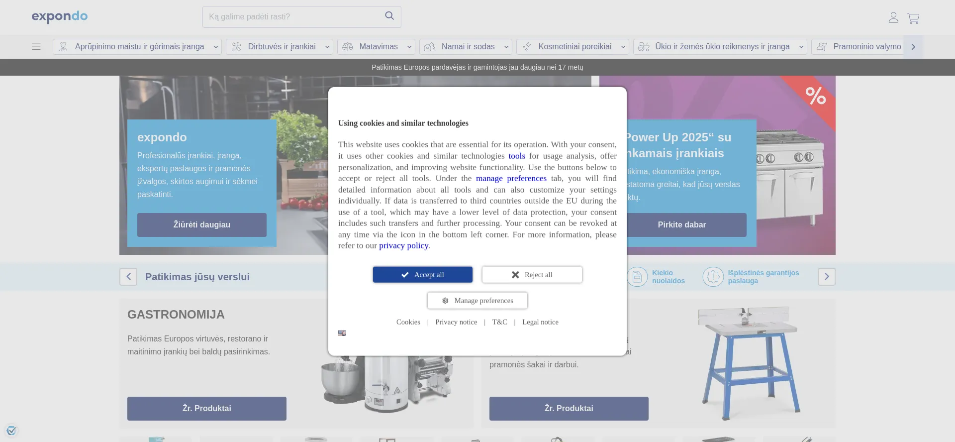 Website screenshot of Expondo.lt