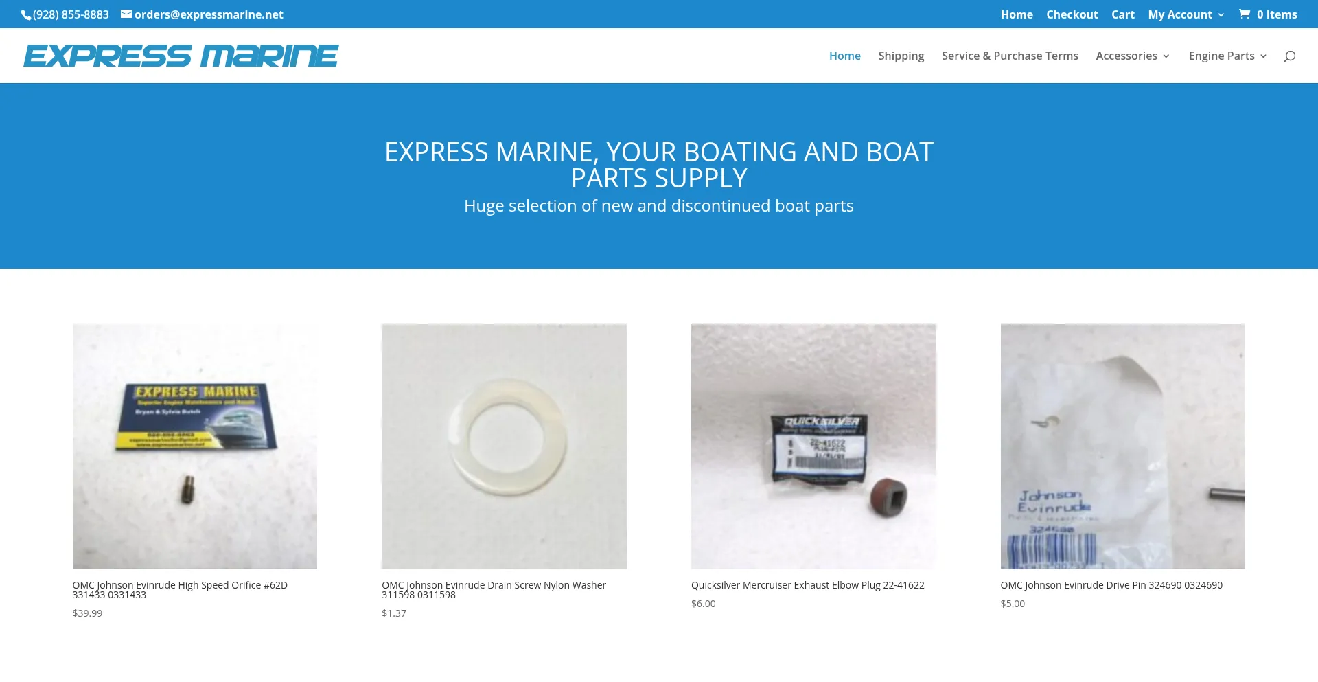 Website screenshot of Expressmarine.net